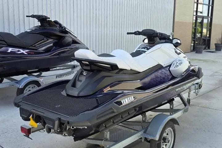 2026 Yamaha WaveRunner VX Cruiser HO on trailer, parked outdoors.