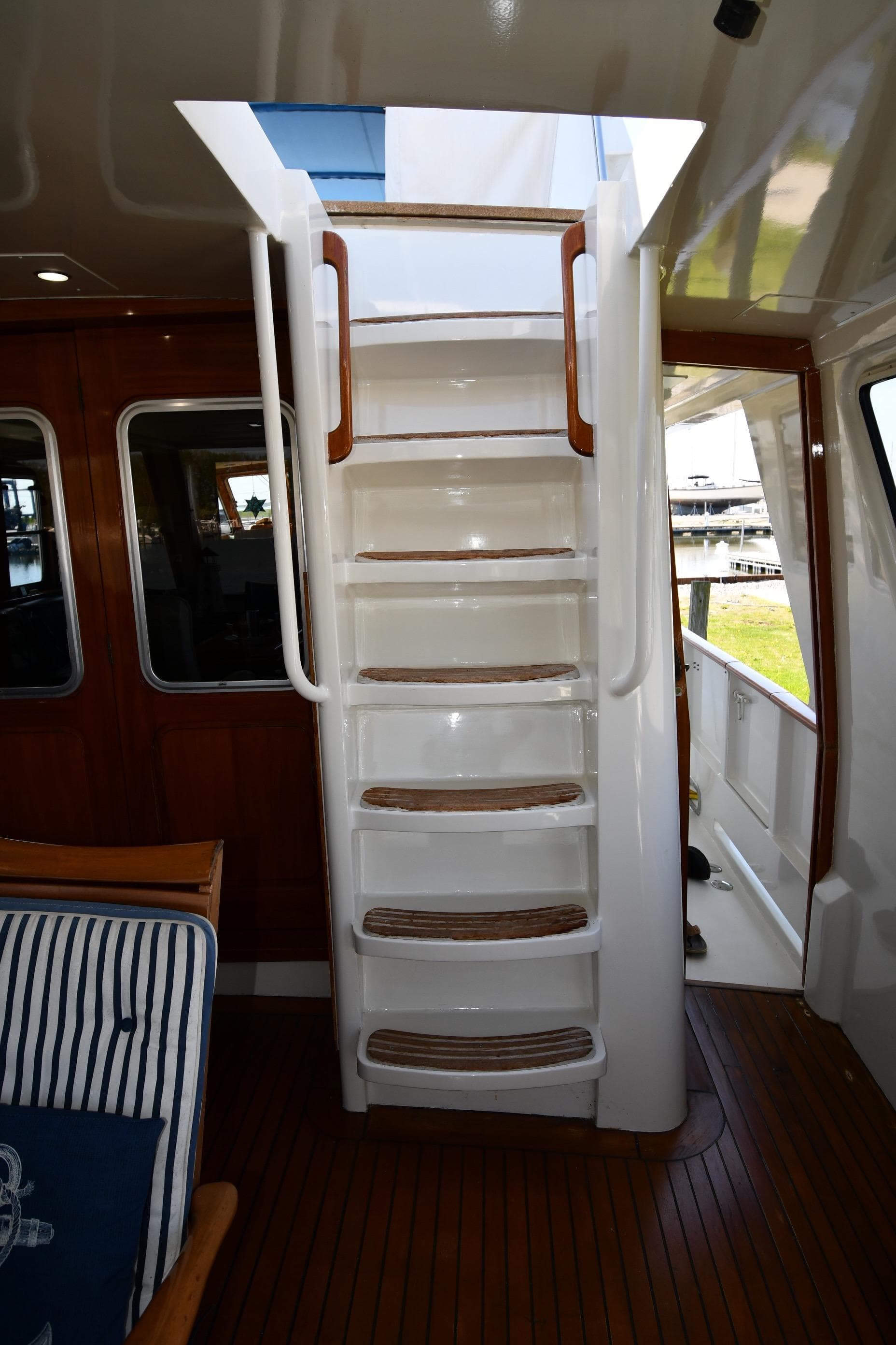 Staircase on 1986 Lowland 64 Pilot House Long Range Motor Yacht