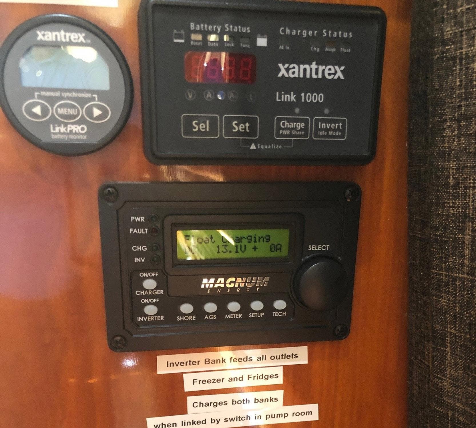 Navigation system with Xantrex and Magnum energy displays, 2005 Navigator 53 Classic PH.