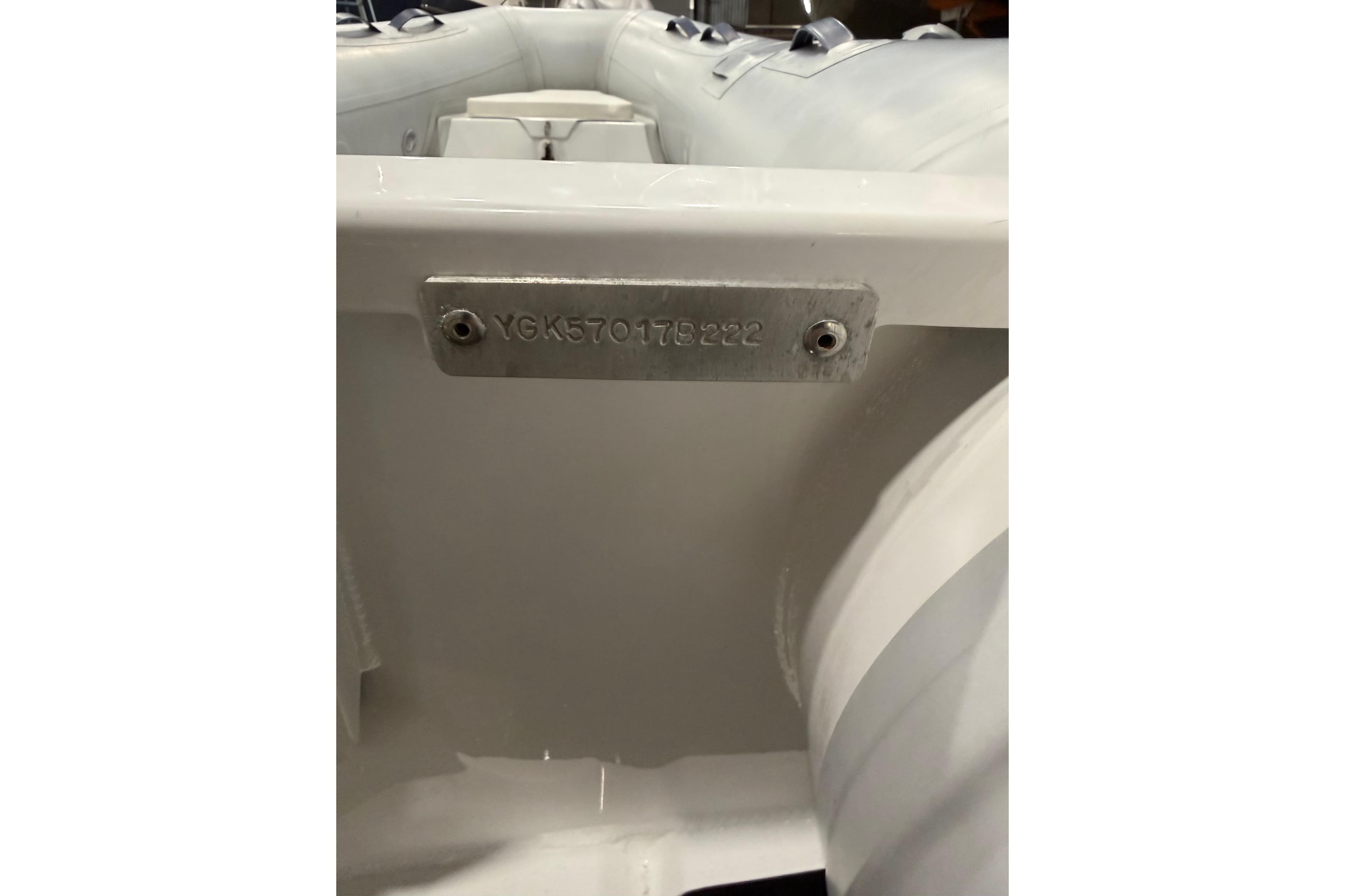 2022 Covey Island 38 Lobster Yacht hull identification number plate.