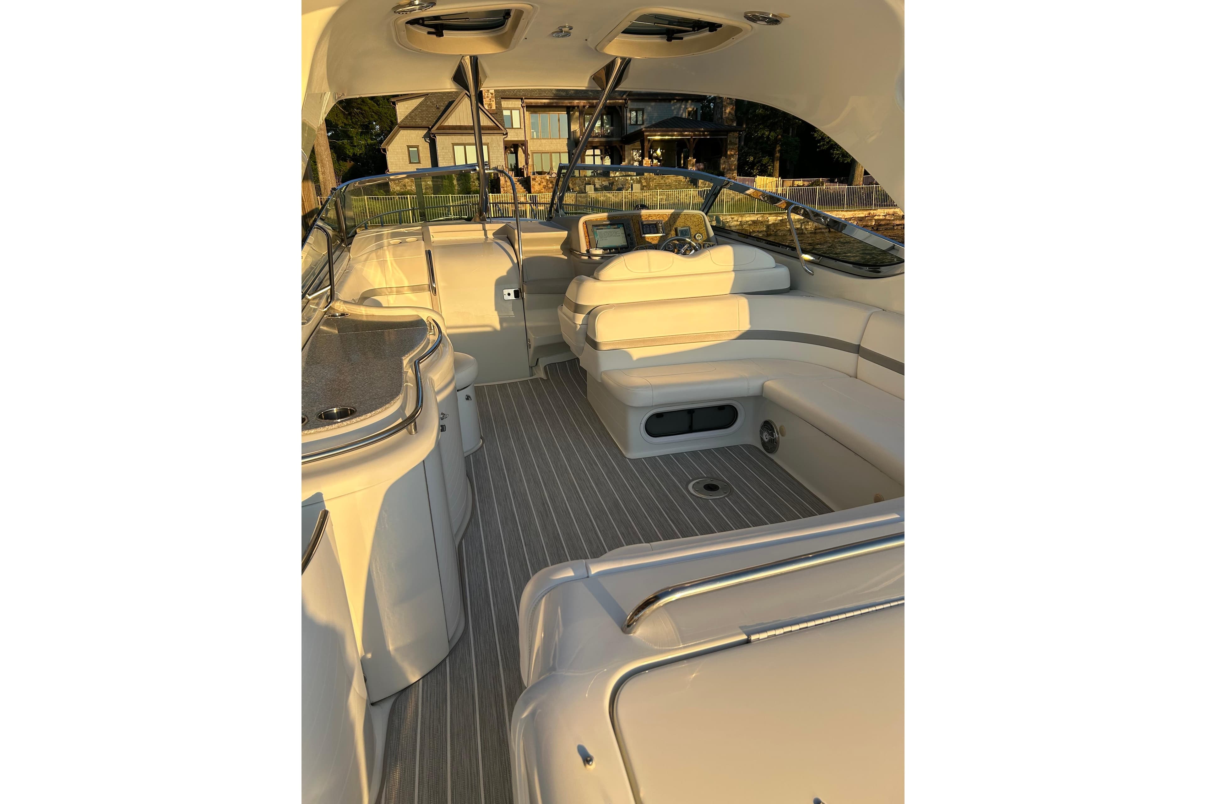 2008 Formula 400 Super Sport boat interior with luxurious seating and modern design.