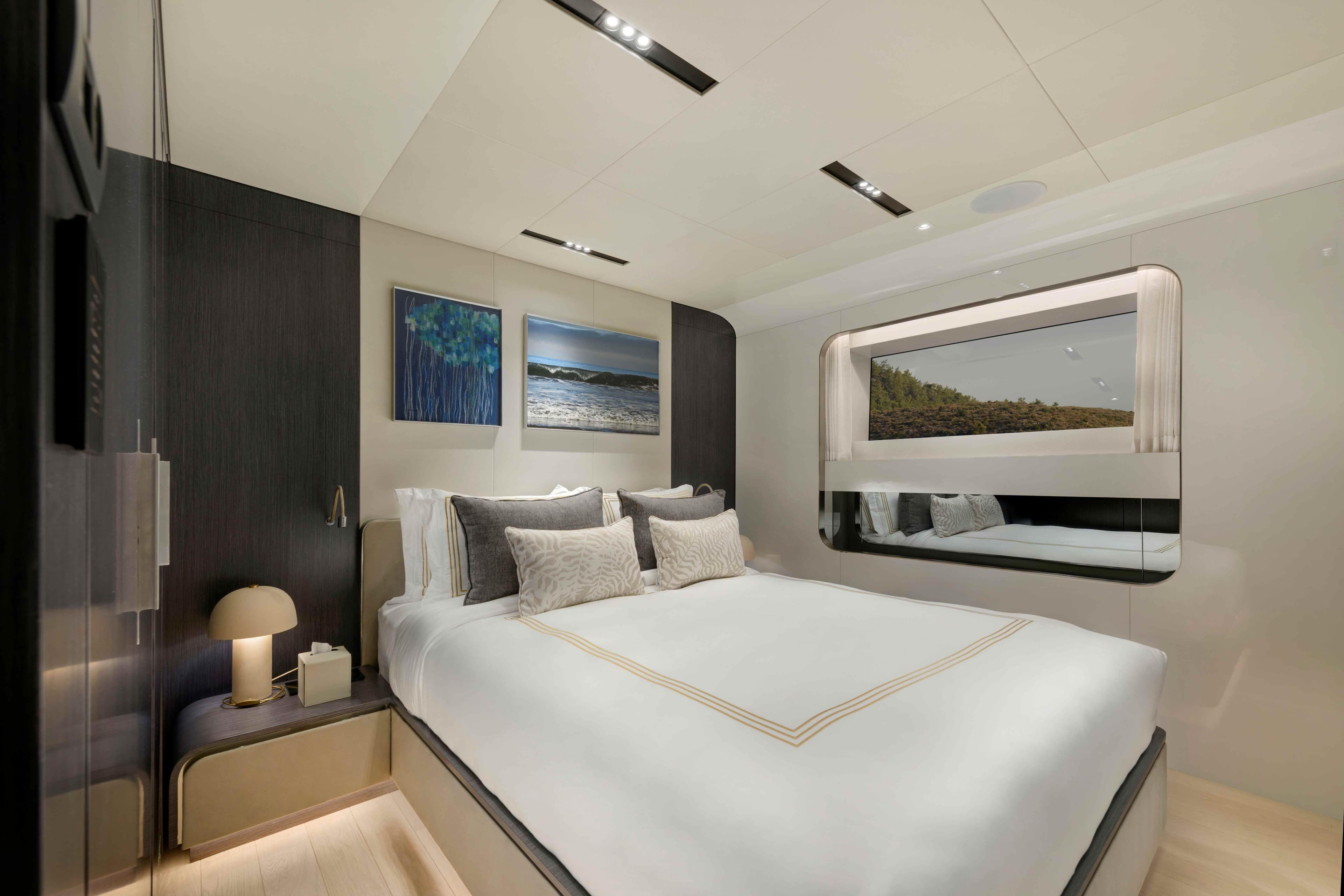 Luxurious bedroom interior of Ada Yacht 50 Z - 2025, featuring modern design and elegant decor.