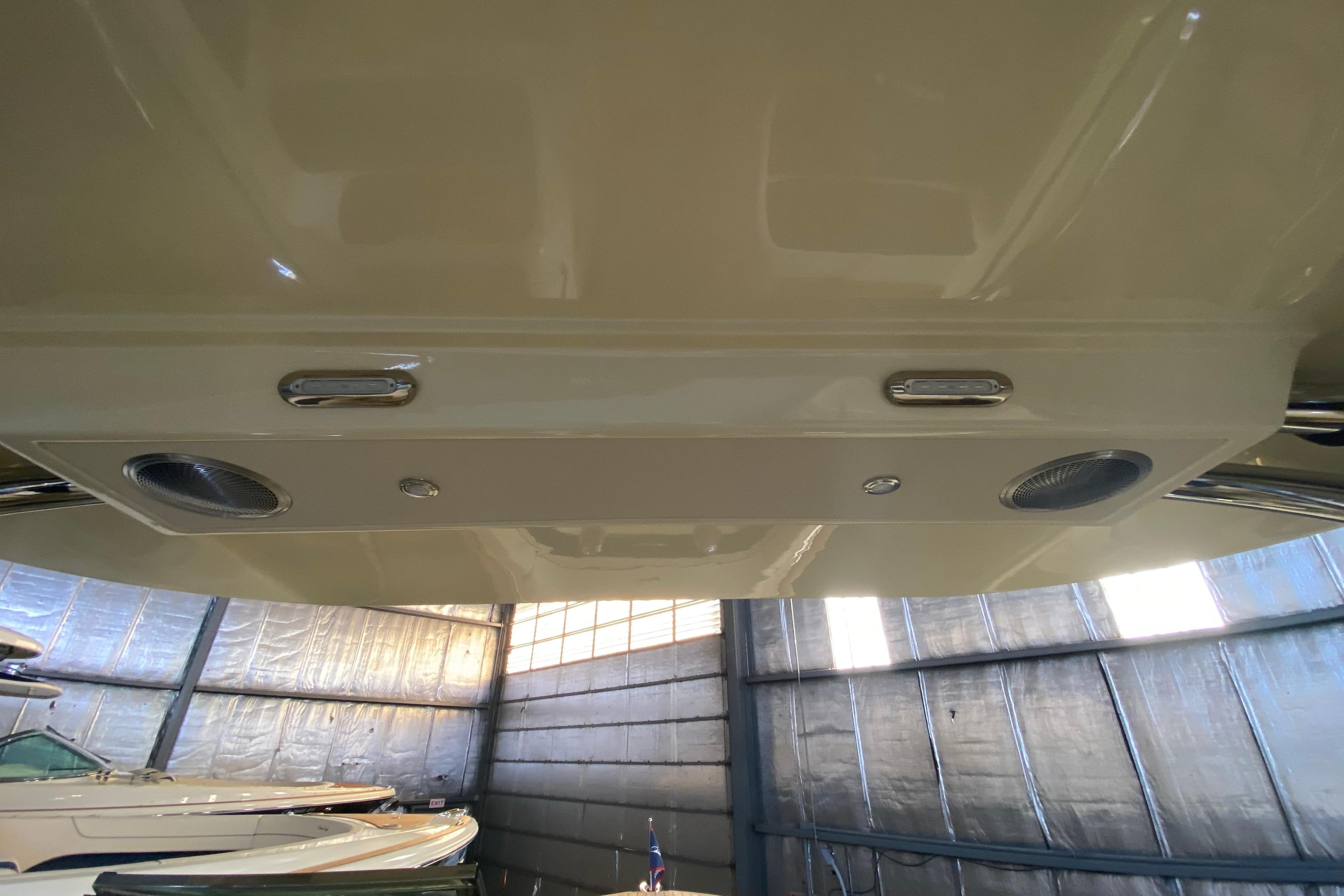 2026 Chris-Craft Calypso 28 boat interior, featuring sleek design and modern fixtures.