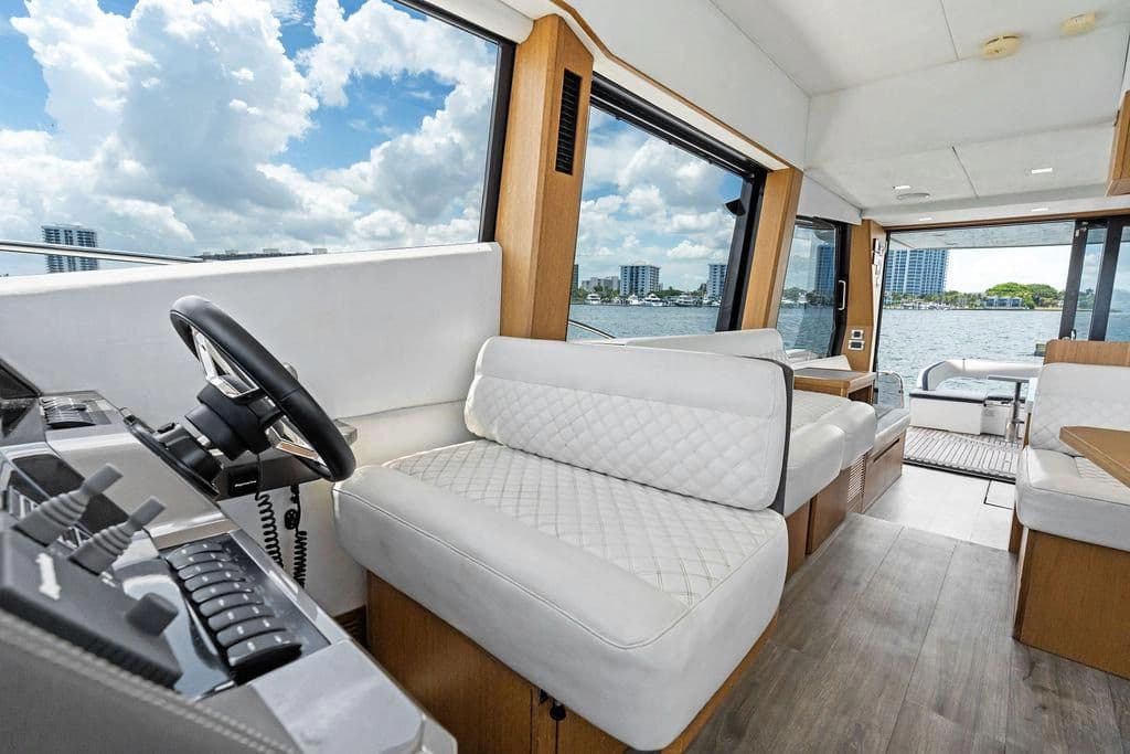 Interior of 2019 Galeon 500 Fly yacht with luxurious design.