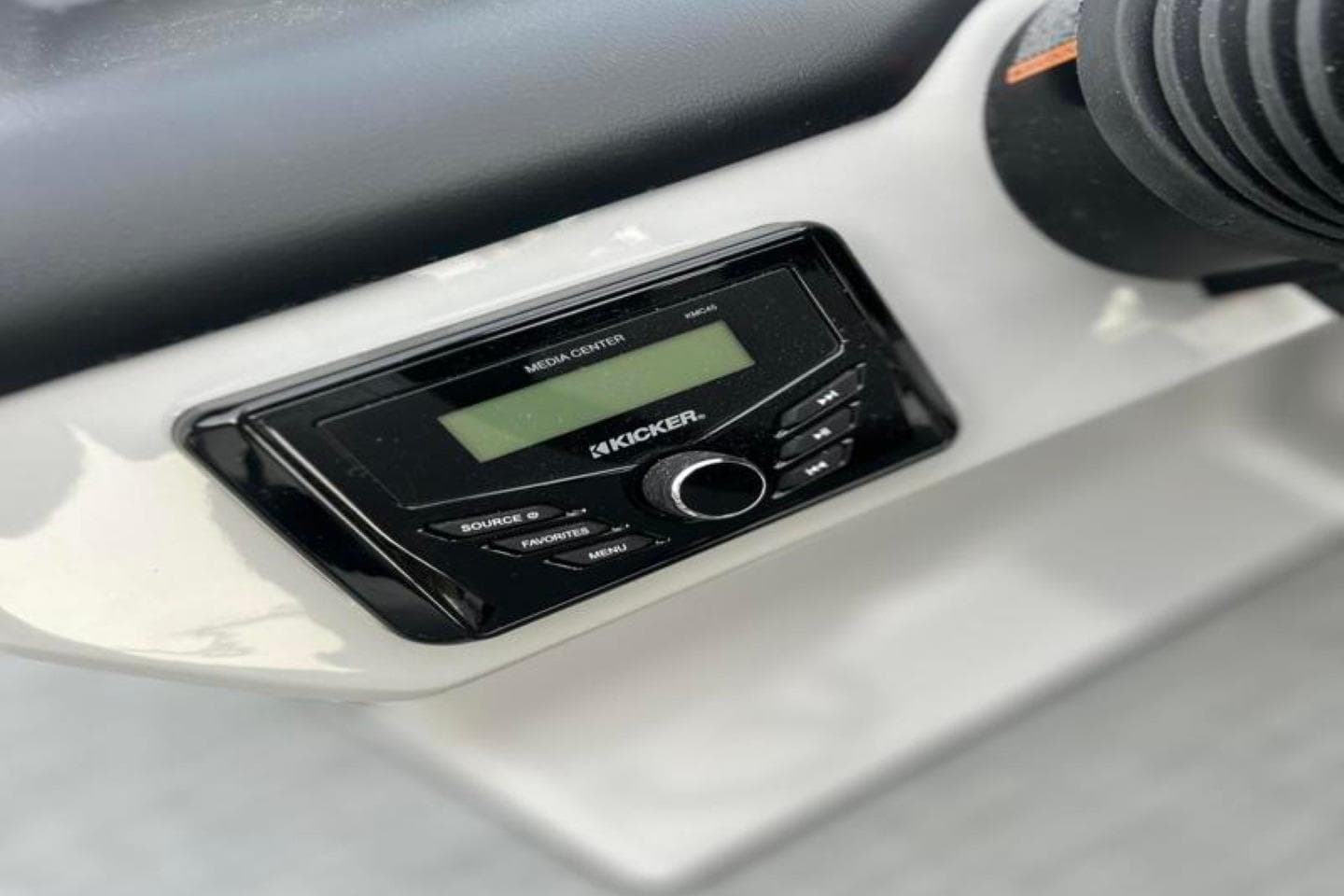 Kicker media center in 2026 Lowe LS 210 WT boat dashboard.