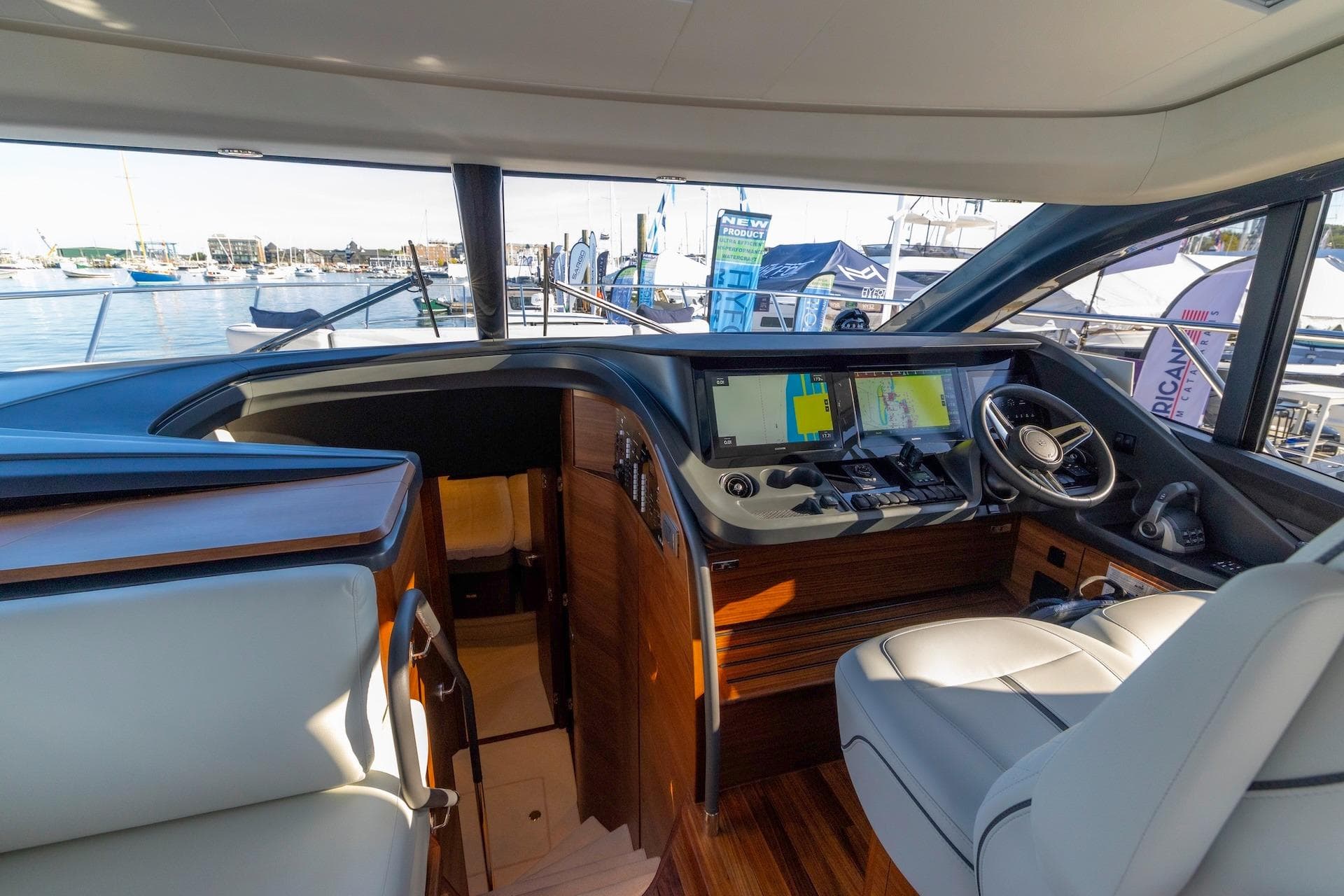 Interior view of 2026 Princess V55 Express yacht.