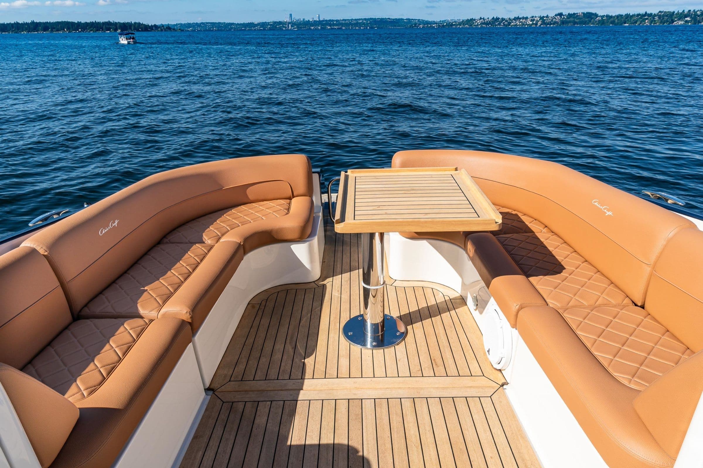 2005 Chris-Craft Corsair 36, luxurious interior with leather seating.