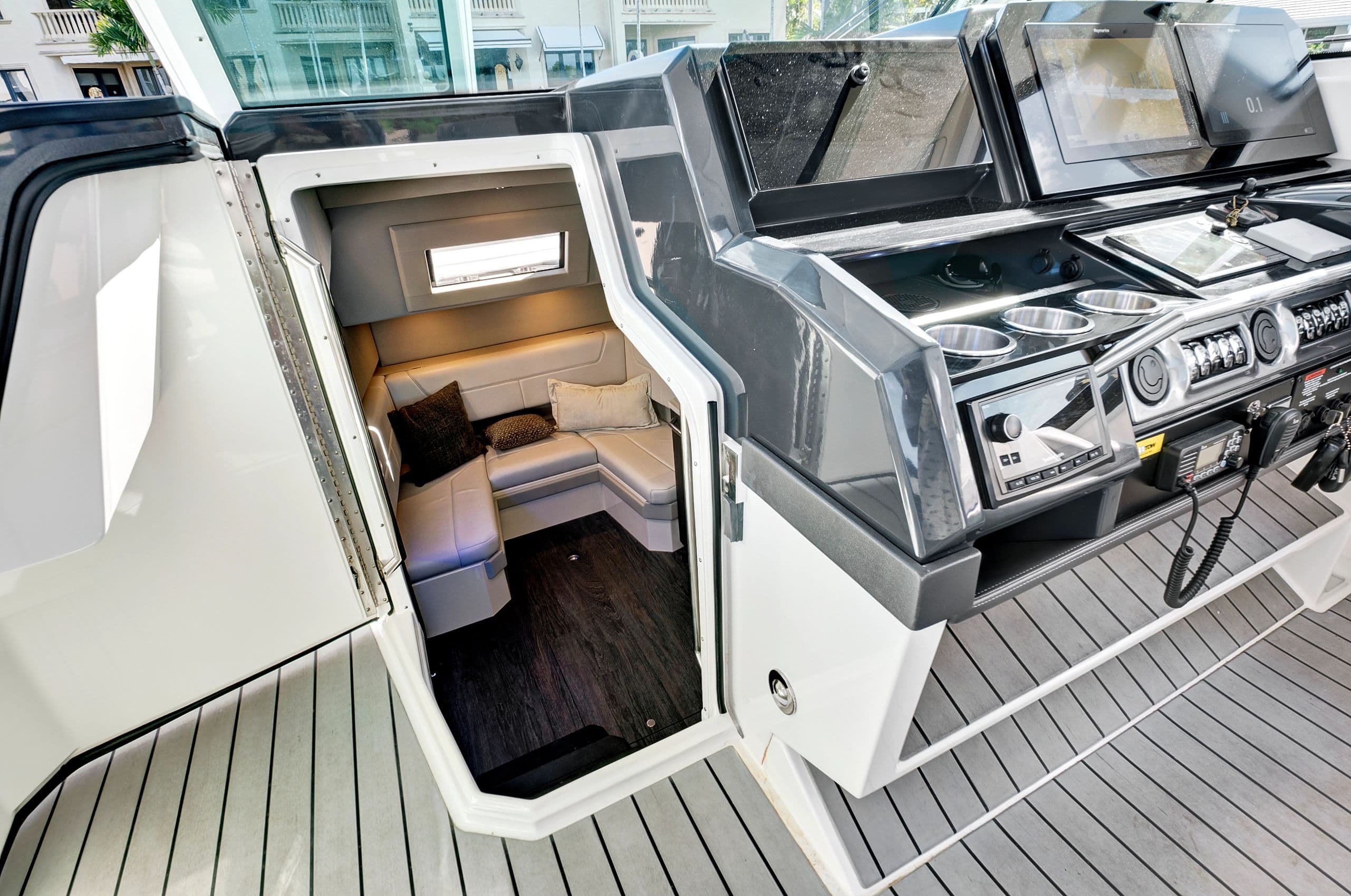 Interior of 2021 Formula 380 Super Sport Crossover yacht.