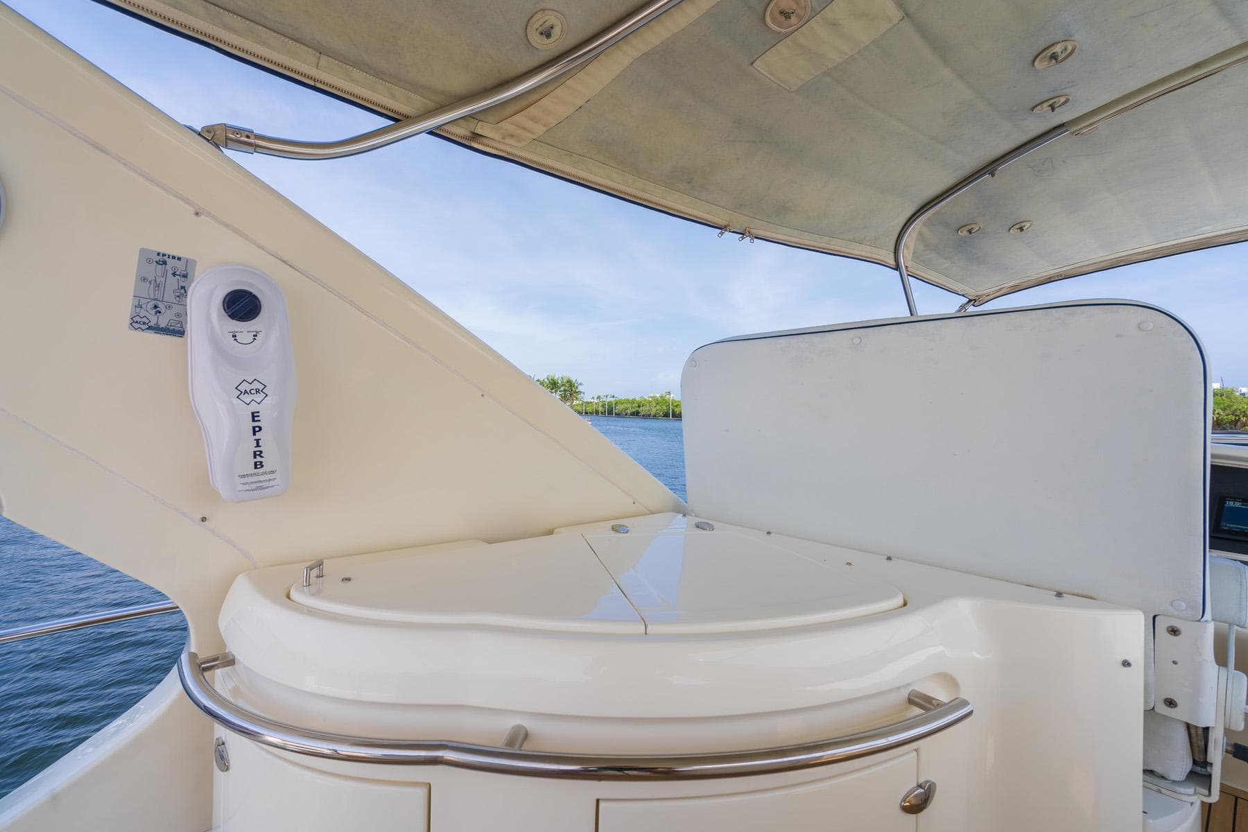 Deck area of a 2009 Azimut 62E yacht.