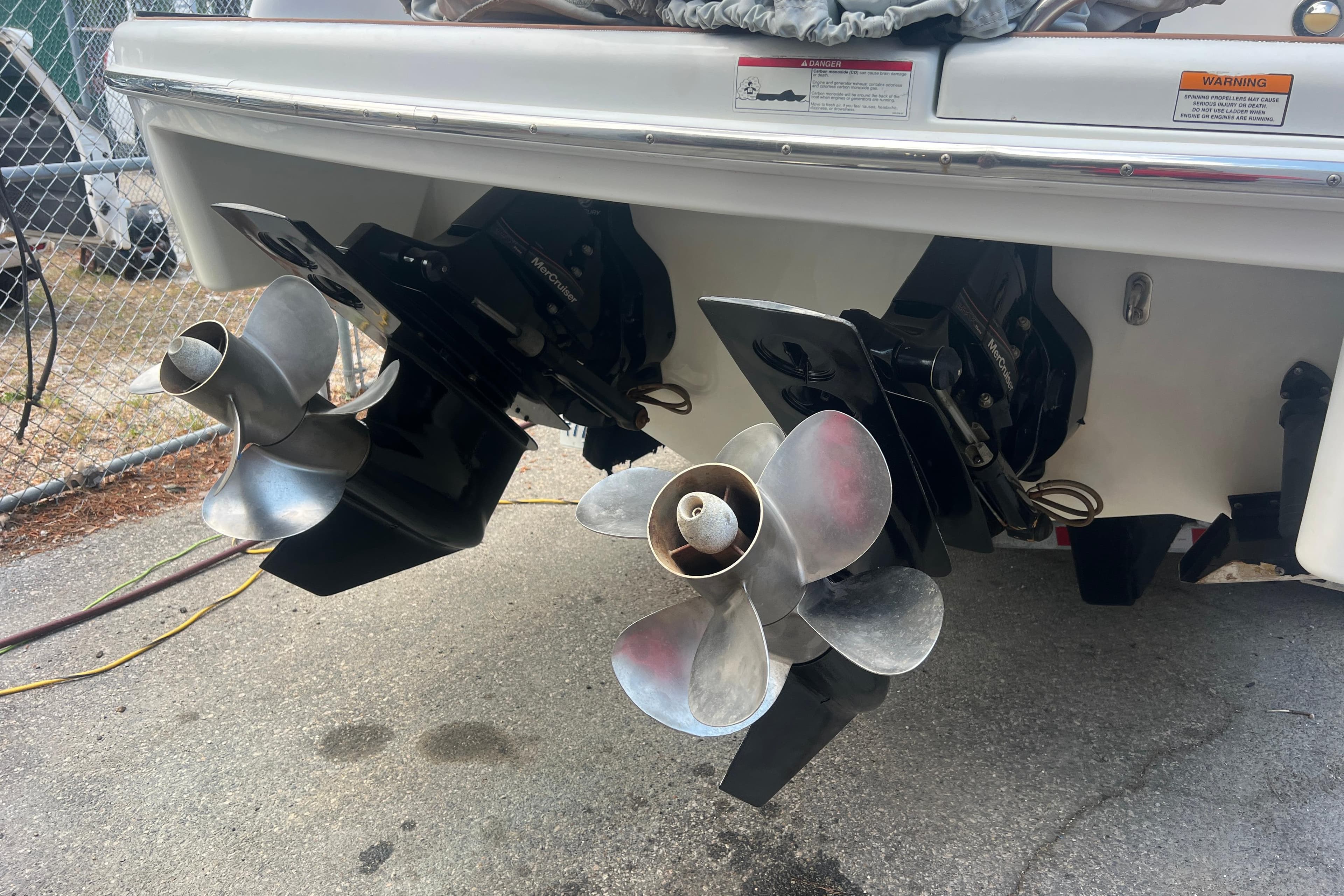 2008 Formula 310 Sun Sport boat propellers and stern drive detail.