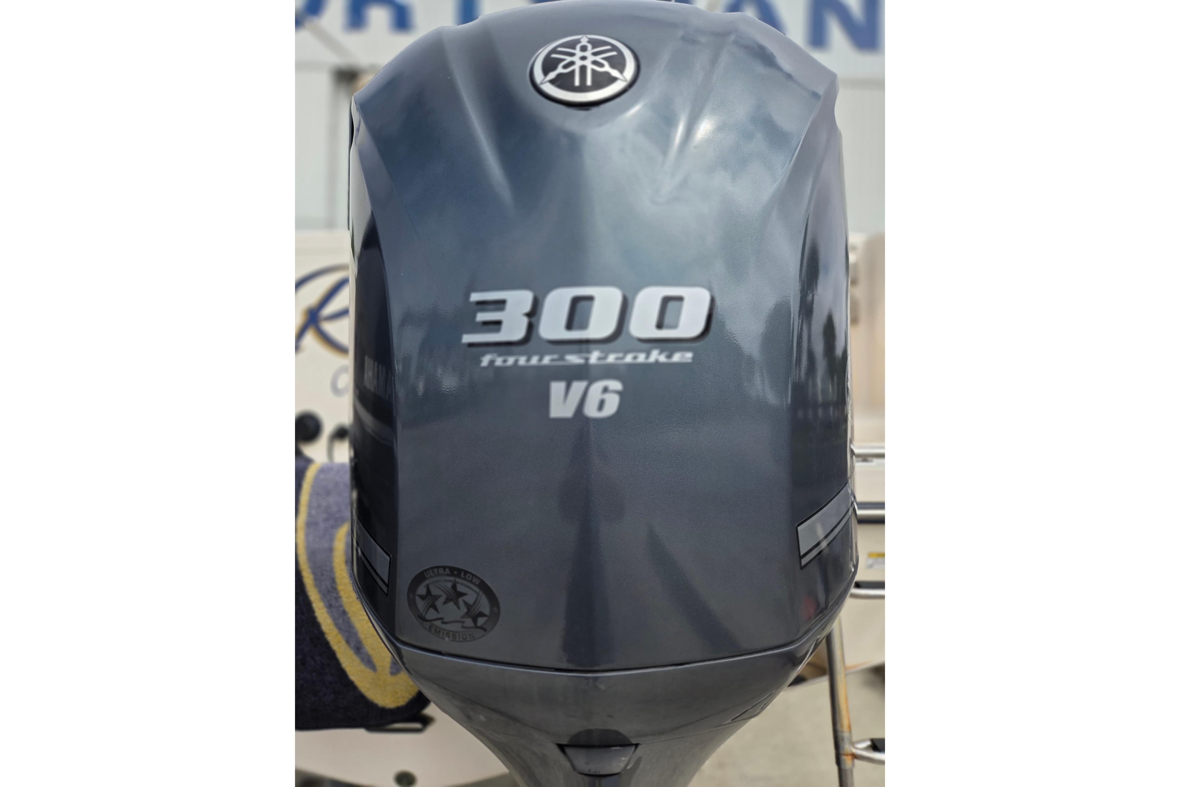 Yamaha 300 V6 four-stroke outboard engine on 2013 Grady-White Express 330 boat.