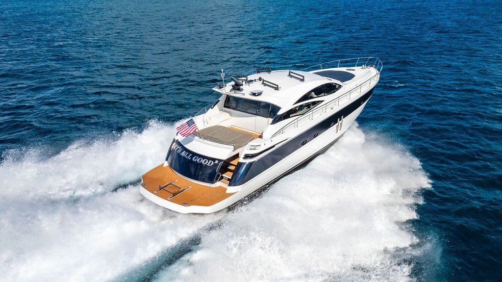 2006 Pershing 62 Yacht cruising on open sea.