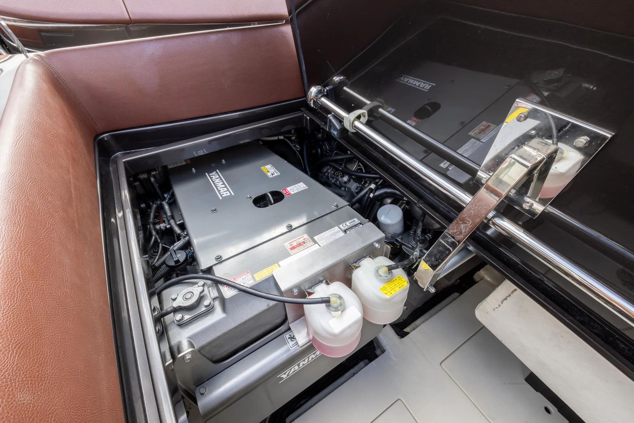 Engine compartment of 2013 Riva 33' Aquariva Super with Yanmar engine.