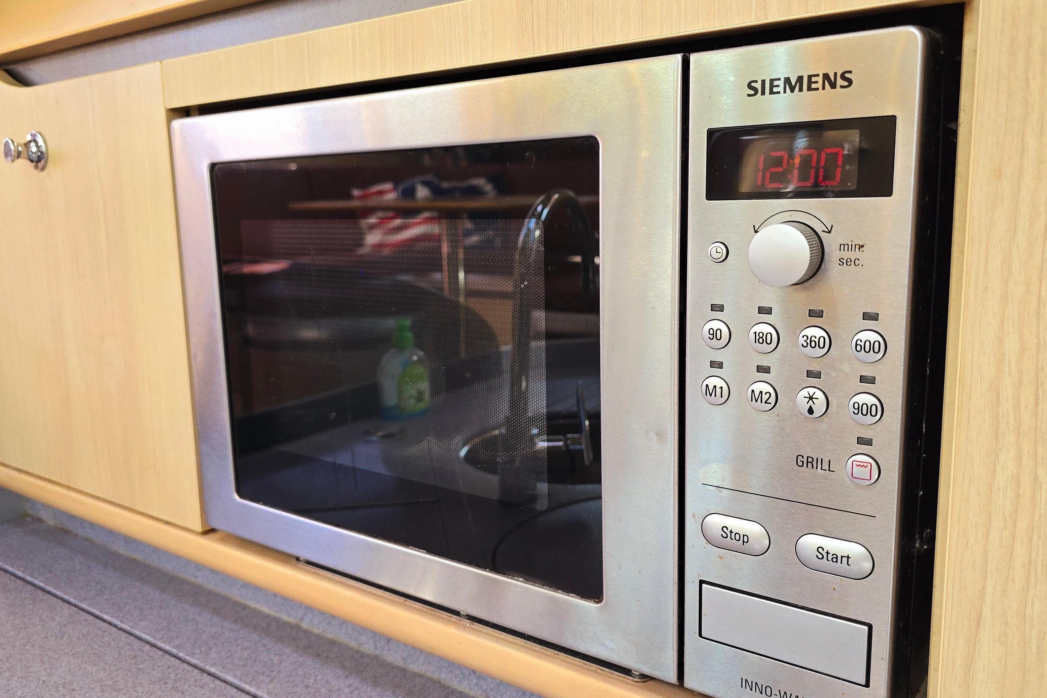 Siemens microwave in Etap 46 DS yacht kitchen, 2007 model.