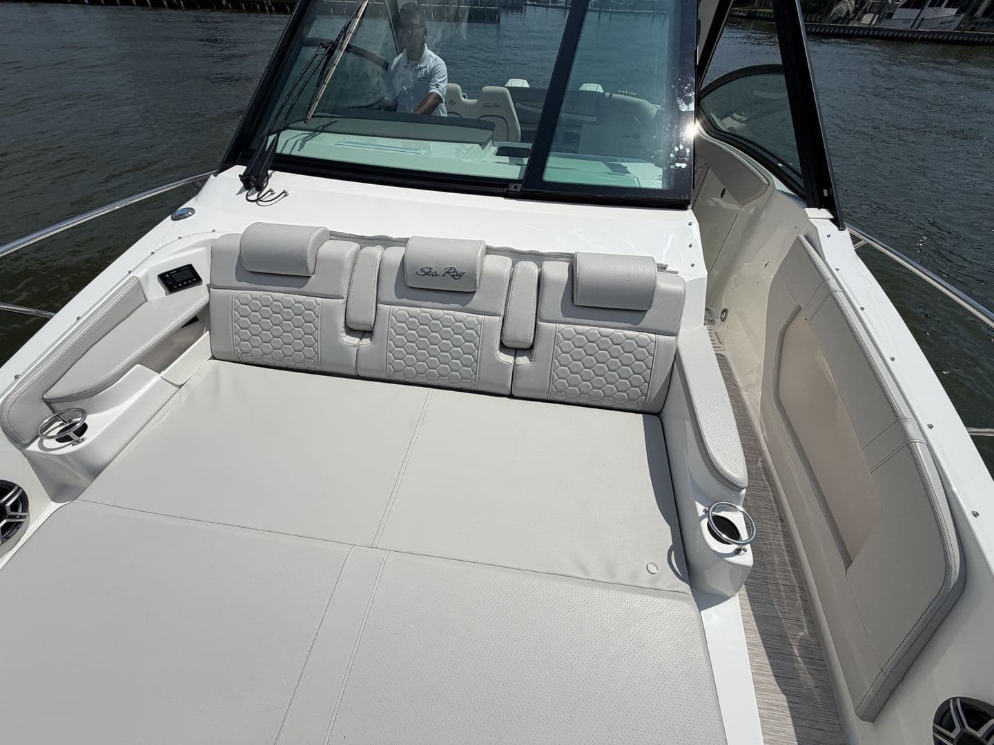 2026 Sea Ray Sundancer 320 Outboard with luxurious cockpit design.