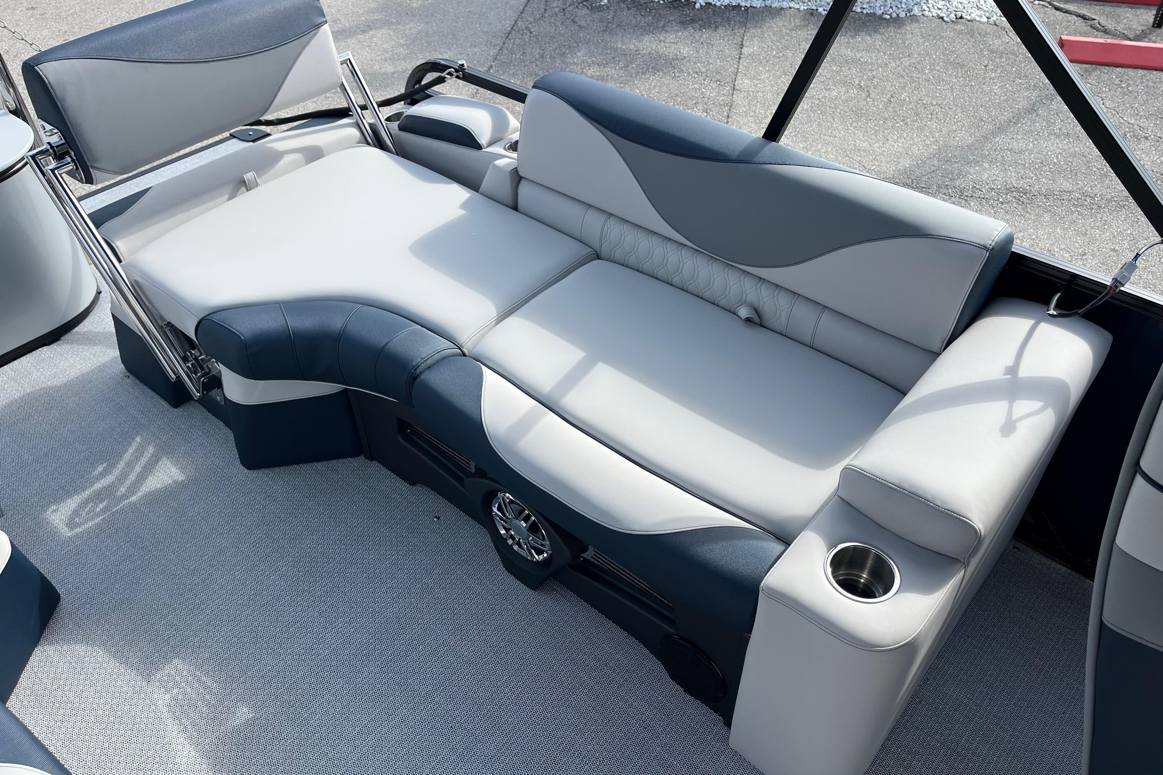 Luxurious seating on 2026 Avalon 2385 LSZ Quad Lounger, featuring sleek design and comfort.
