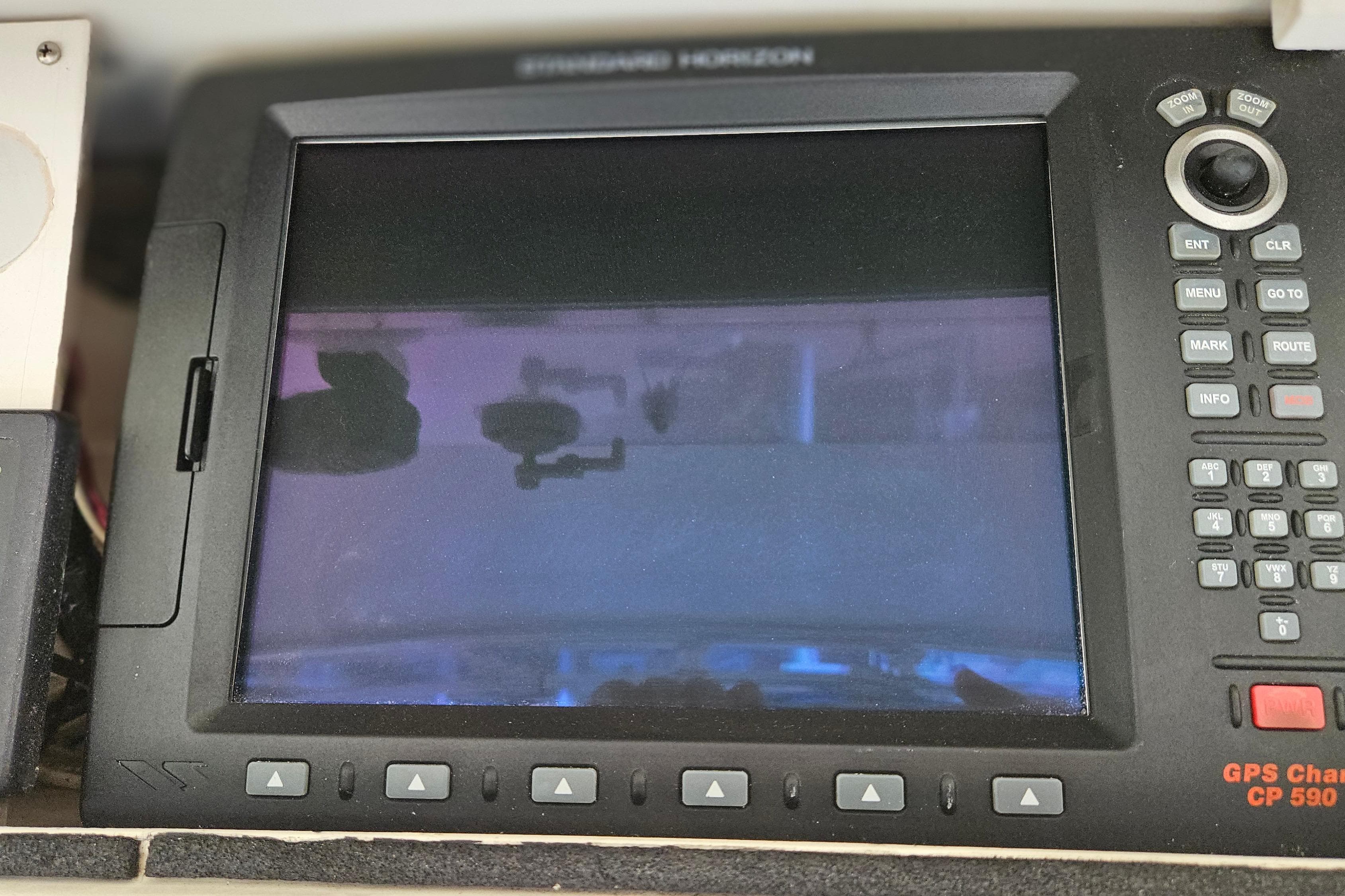 Standard Horizon GPS Chartplotter CP590 on 1989 Breaux Brothers Sportfisherman.