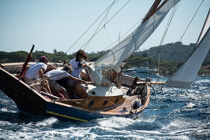 Sailing on EUROVOILE cotre breton, 1980 model, in dynamic ocean waters.