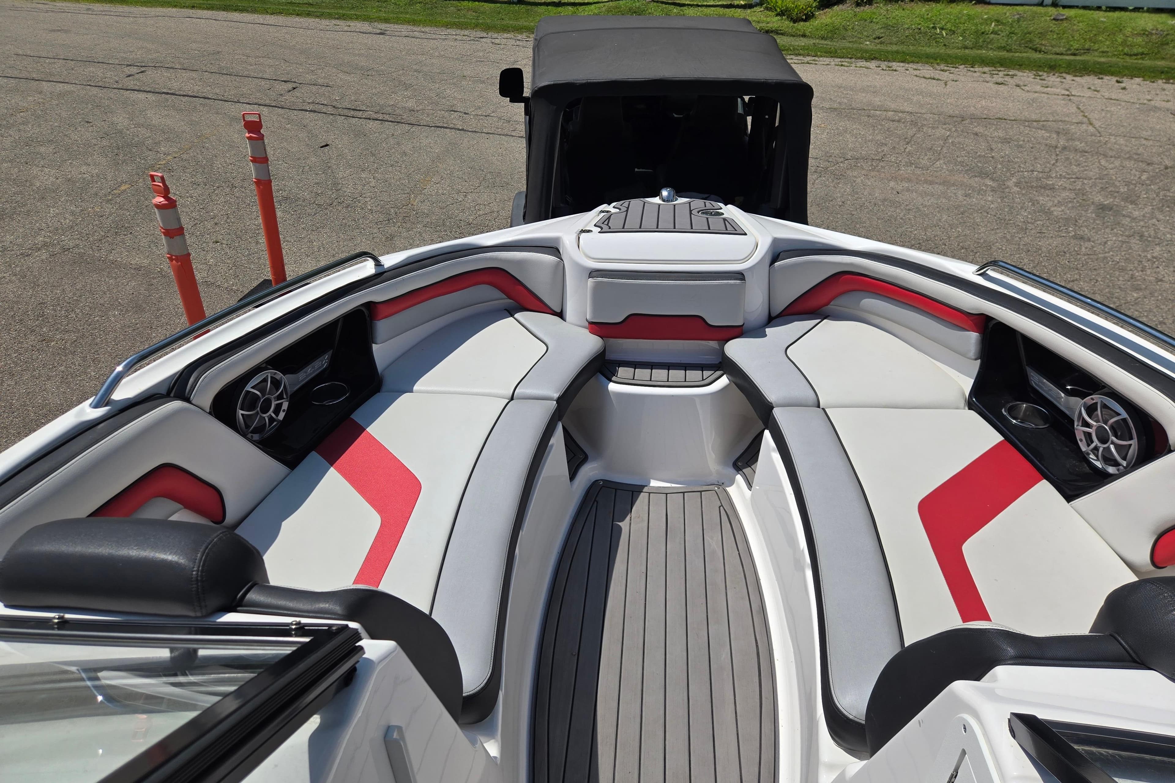 2018 Yamaha Boats 242X interior with sleek seating and modern design.