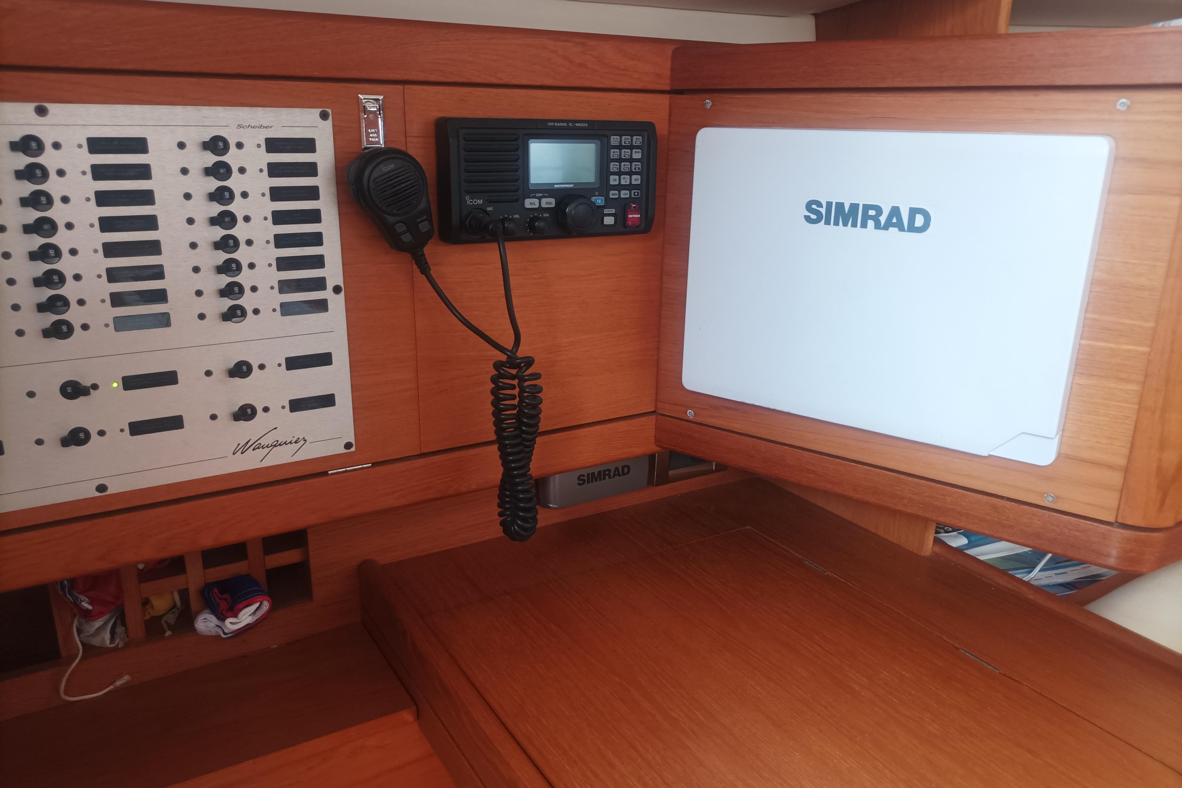 Control panel and navigation equipment on 2013 Wauquiez CENTURION 40S.2 yacht.