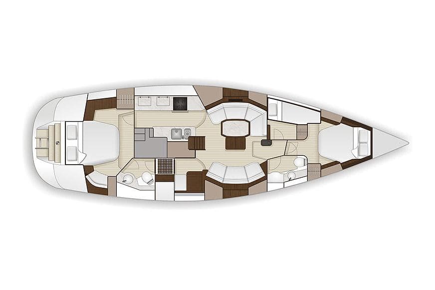 Manufacturer Provided Image: Floor plan of a 2025 Hylas H48 yacht, showcasing interior layout and design.