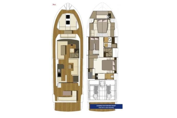 Floor plan of 2018 Cranchi Eco Trawler 53 Long Distance yacht, showcasing interior layout.