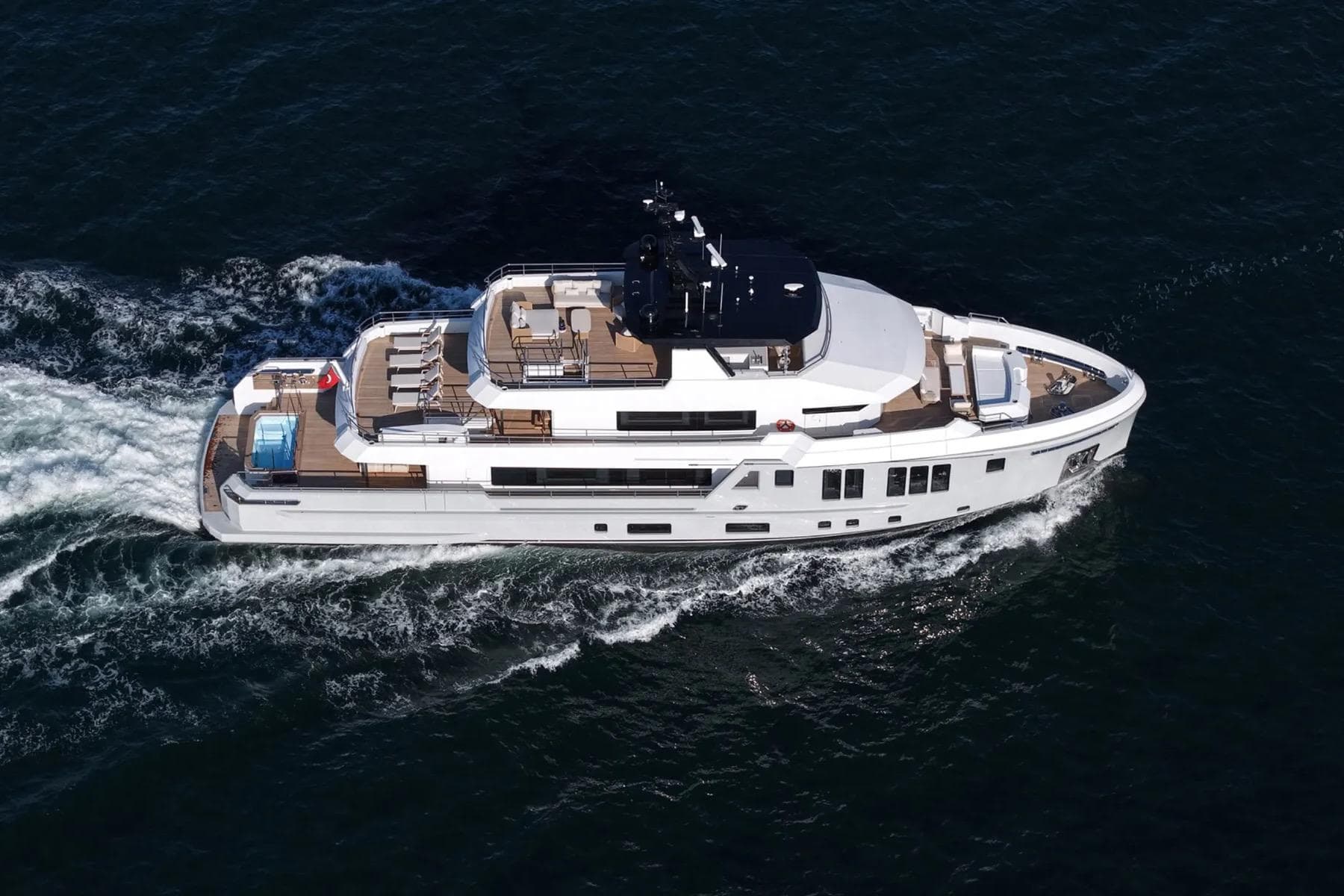 Modern 2025 ART Shipiyard BEE EXPLORER yacht cruising on open water.