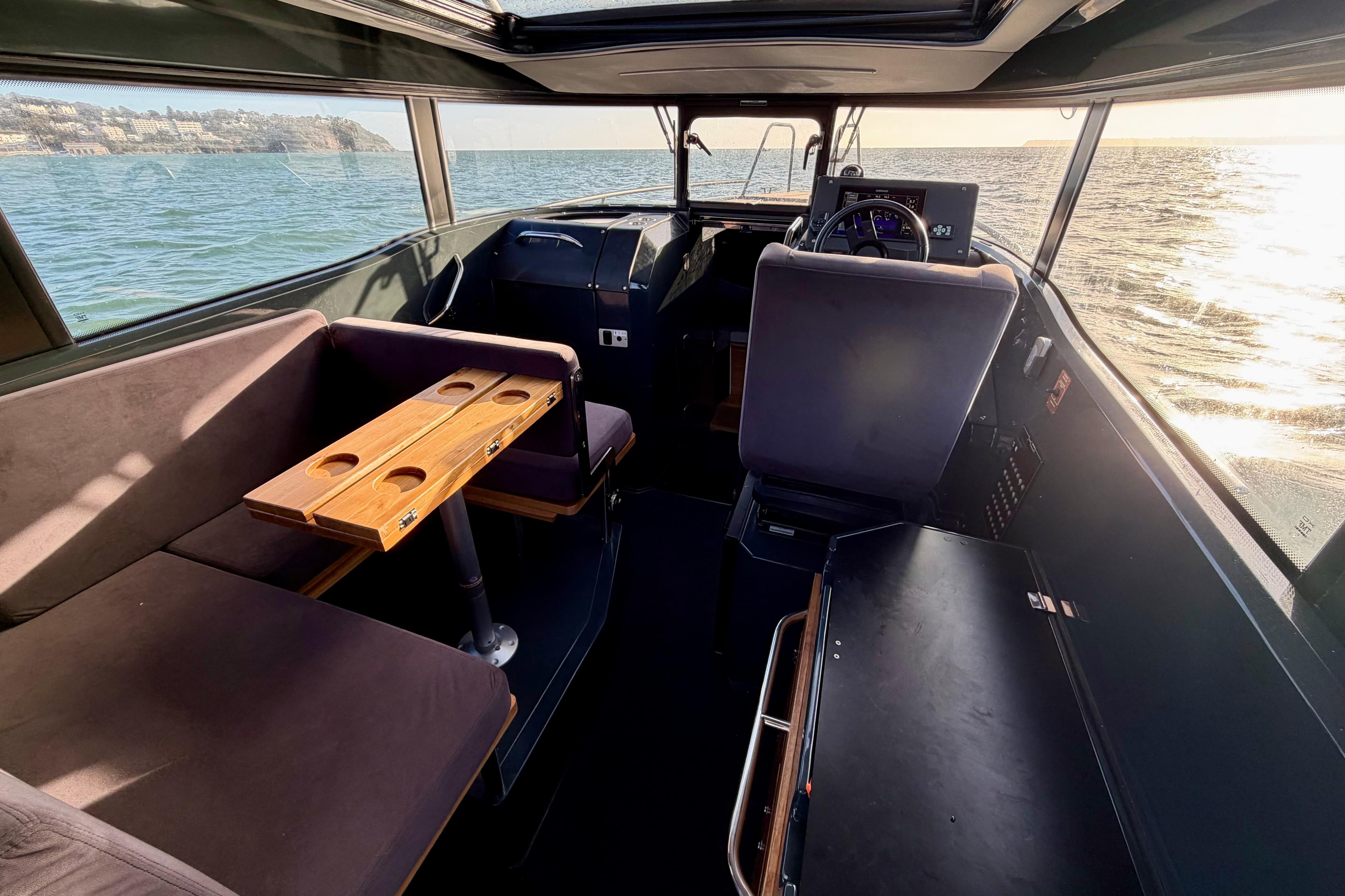 Interior of XO Boats EXPLR 10S, 2022, with ocean view.