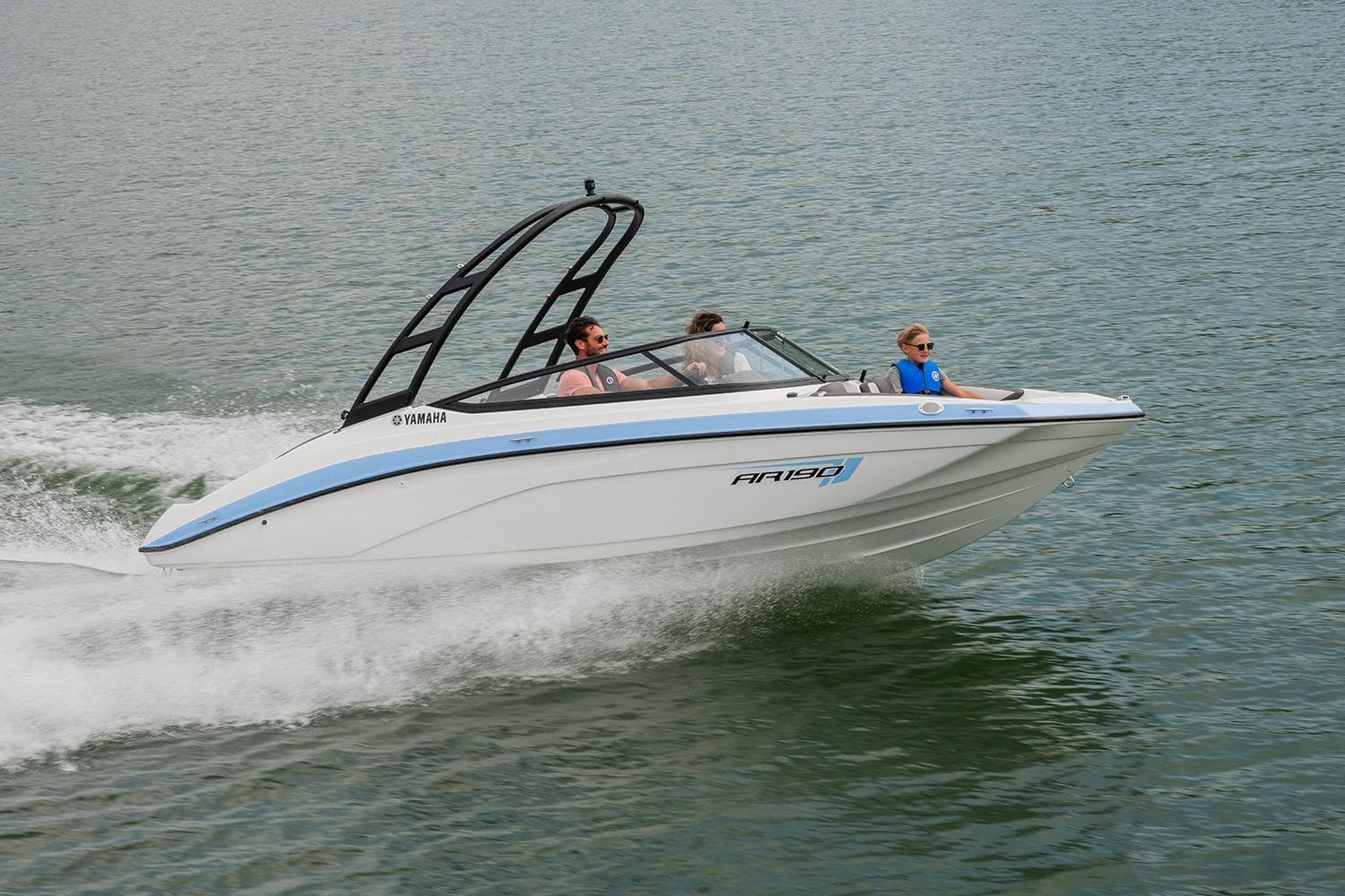 Manufacturer Provided Image: 2026 Yamaha AR190 boat cruising on water with passengers enjoying the ride.
