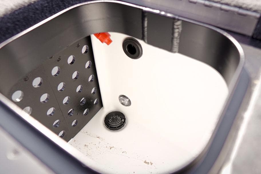 Livewell compartment of 2026 Skeeter ZX200 boat, featuring drainage and aeration system.