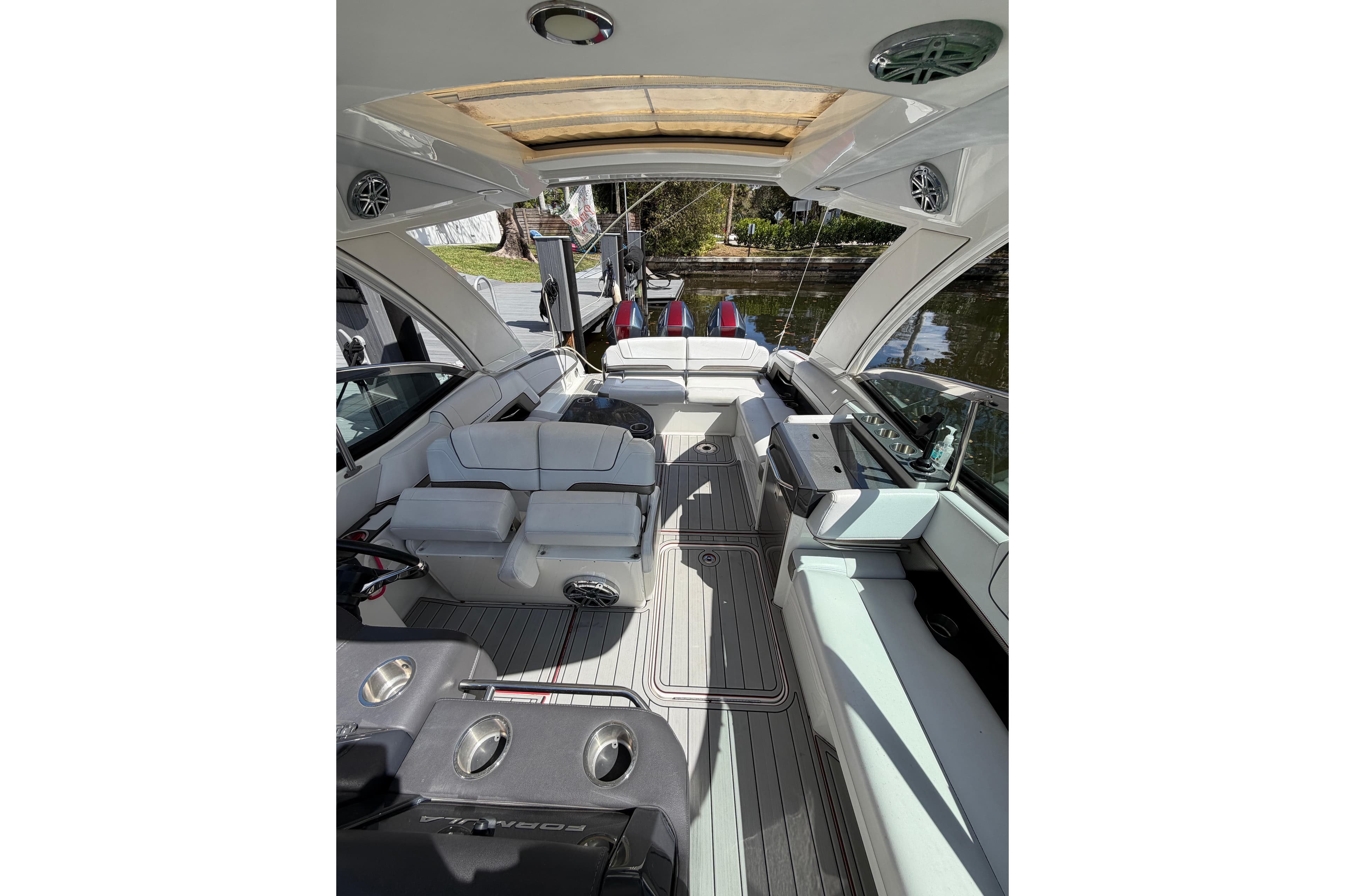2020 Formula 330 Crossover Bowrider OB interior with luxurious seating and modern design.