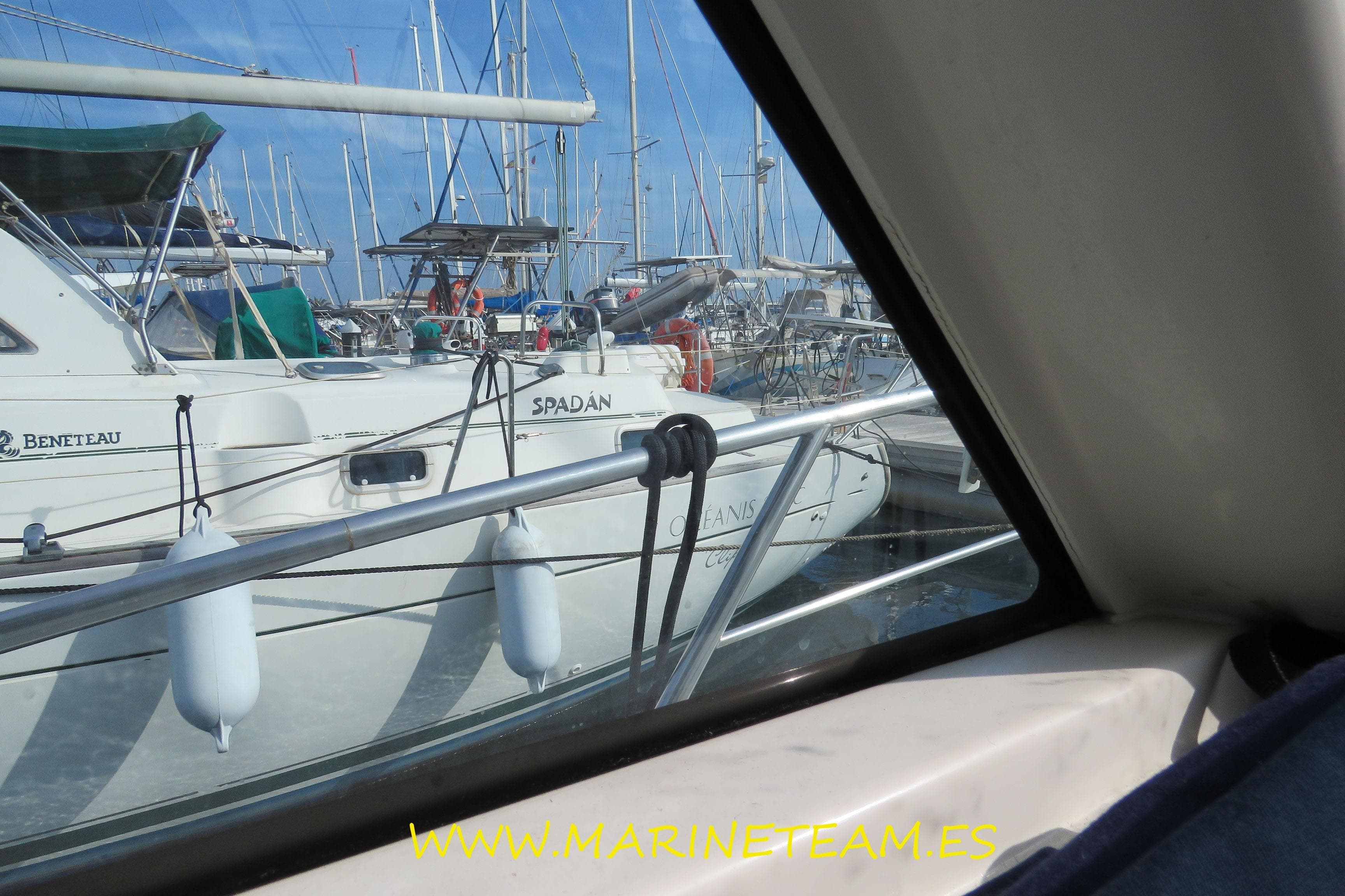View from a 2005 Starfisher 1060 boat window, overlooking docked sailboats.