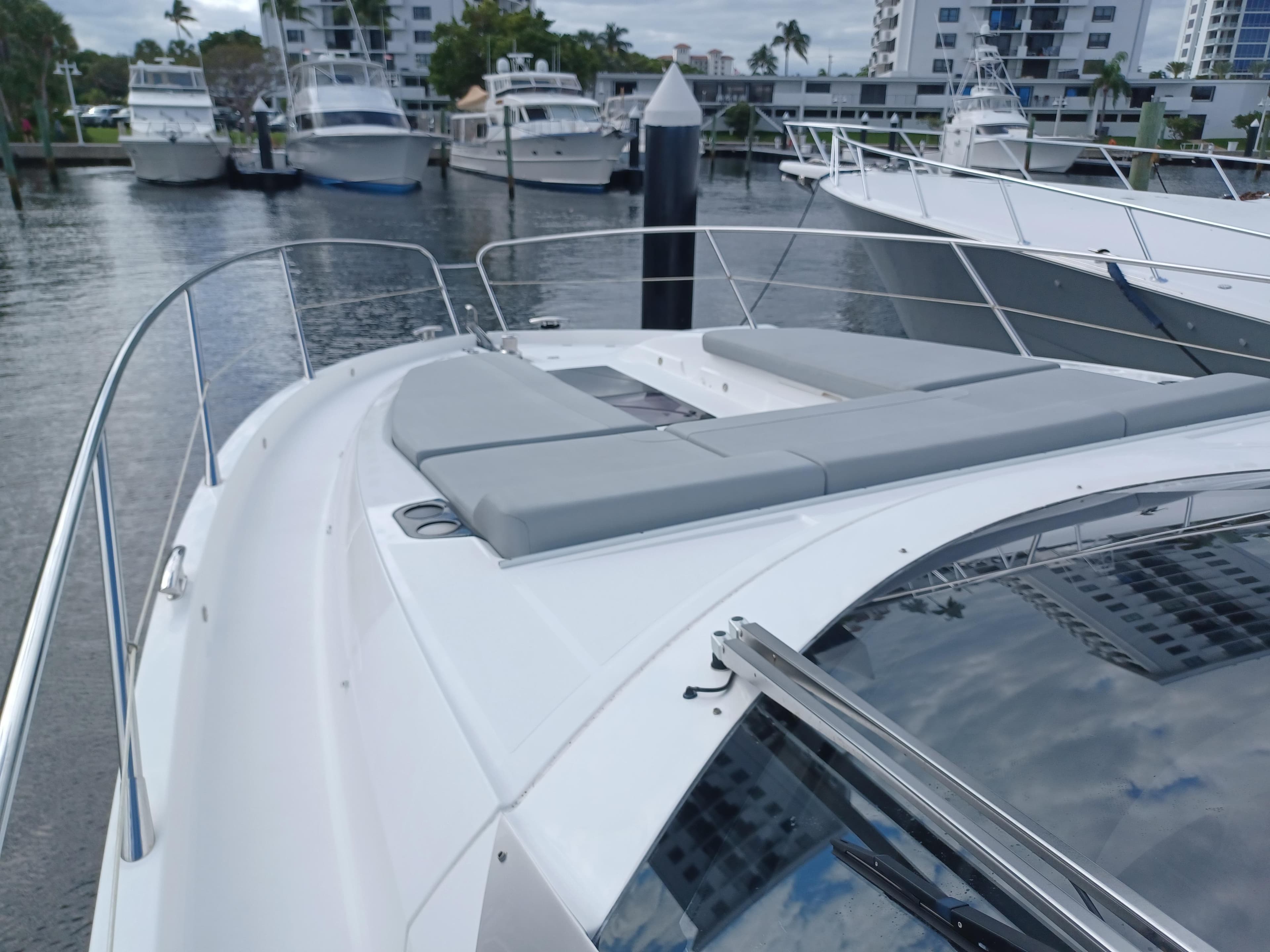 Sunseeker Predator 50 yacht, 2020 model, docked with sleek design and spacious deck.