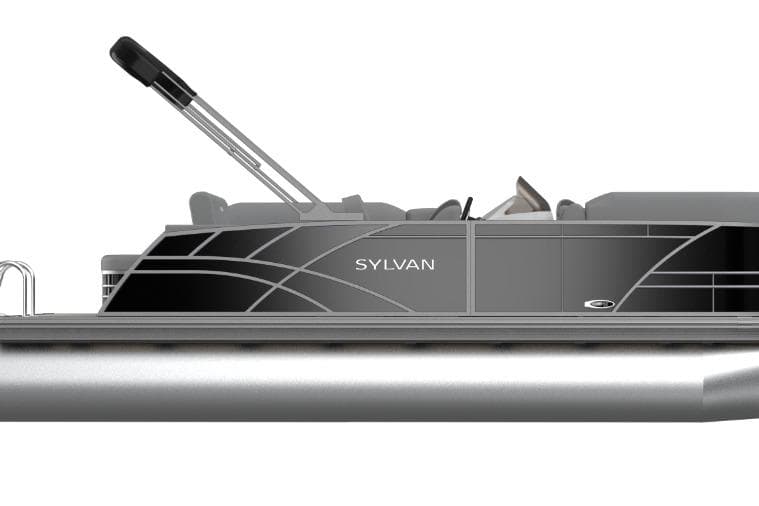 2026 Sylvan Mirage Fish 8520 Party Fish 4.0 pontoon boat, sleek side view.