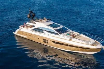 Luxury 2016 Azimut 77S yacht cruising on open blue waters.