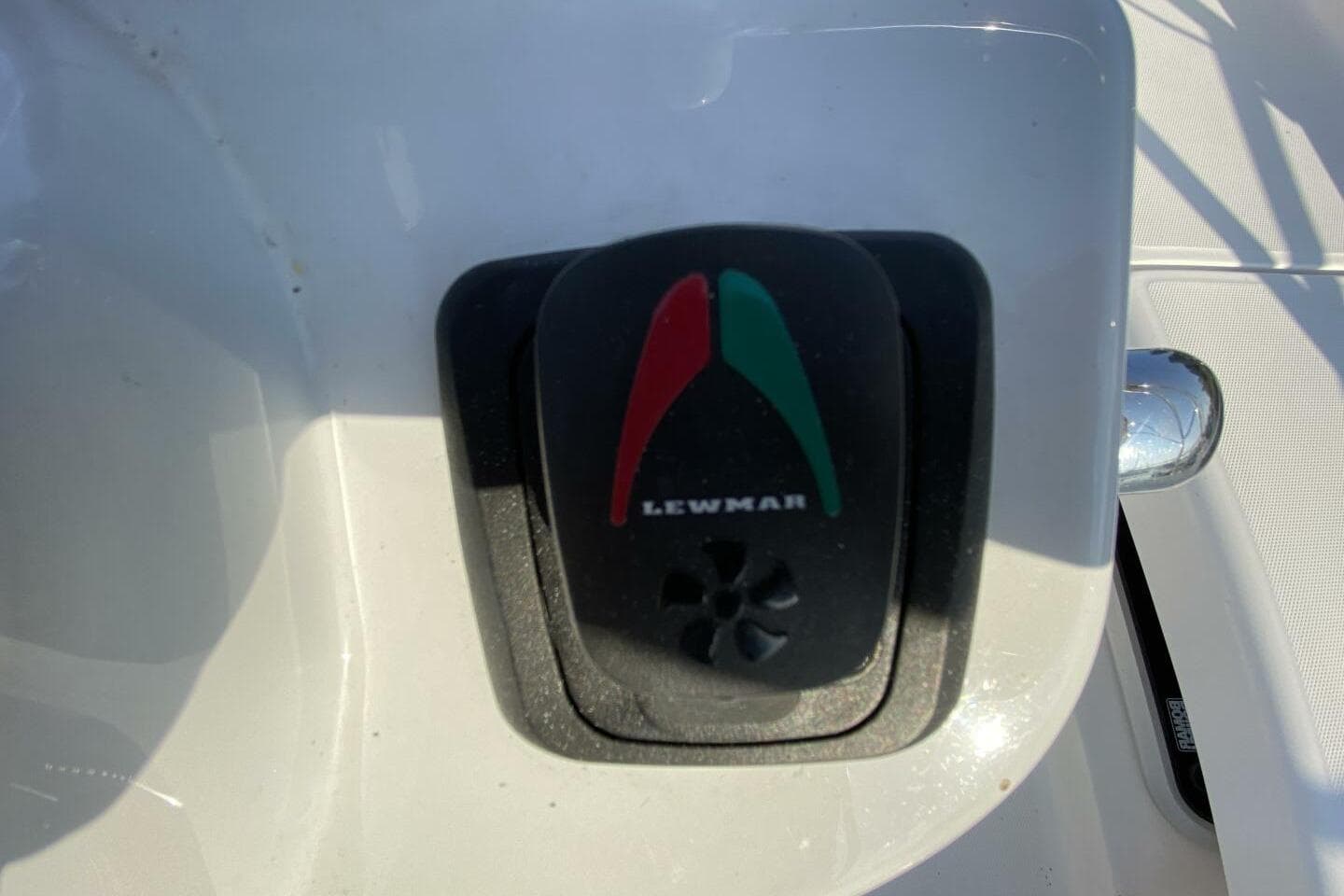 Lewmar control panel on 2004 Hunter 41 AC sailboat deck.