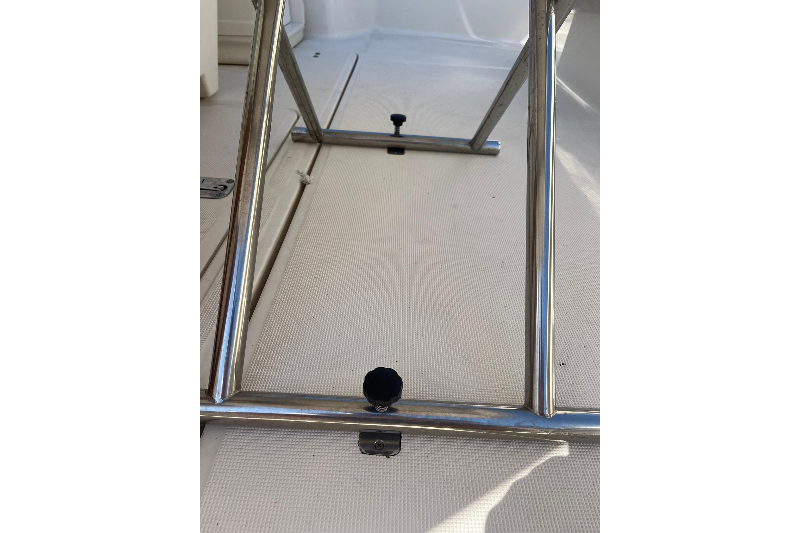 Stainless steel frame on 1996 Tiara Yachts 3500 Express deck.