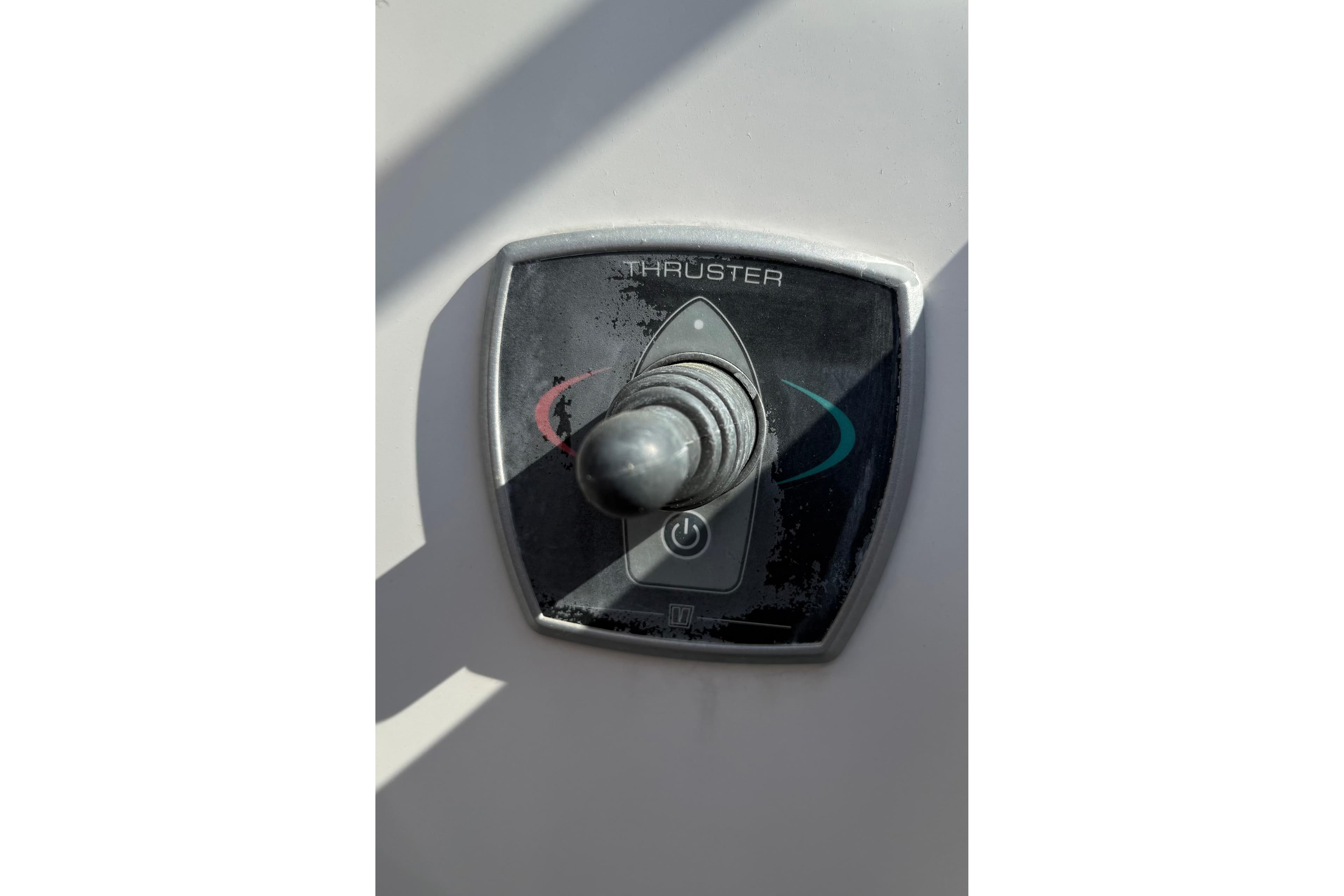 Bow thruster control panel on a 2002 Catalina 400 MkII sailboat.