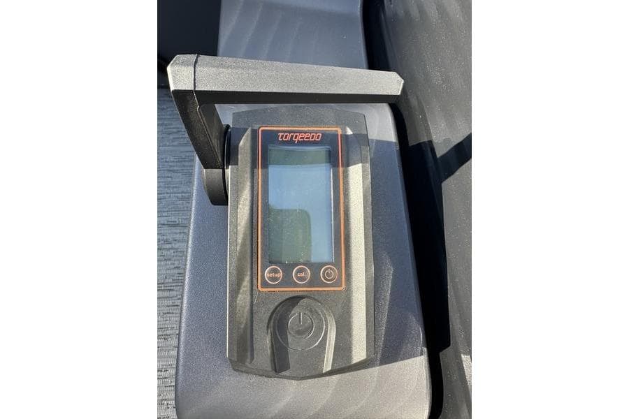 Close-up of Torqeedo control panel on 2026 Bennington S L-Bench 168 SLJ boat.