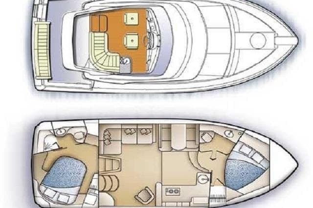 Floor plan of 2006 Carver 36 Motor Yacht, showcasing interior layout and design.