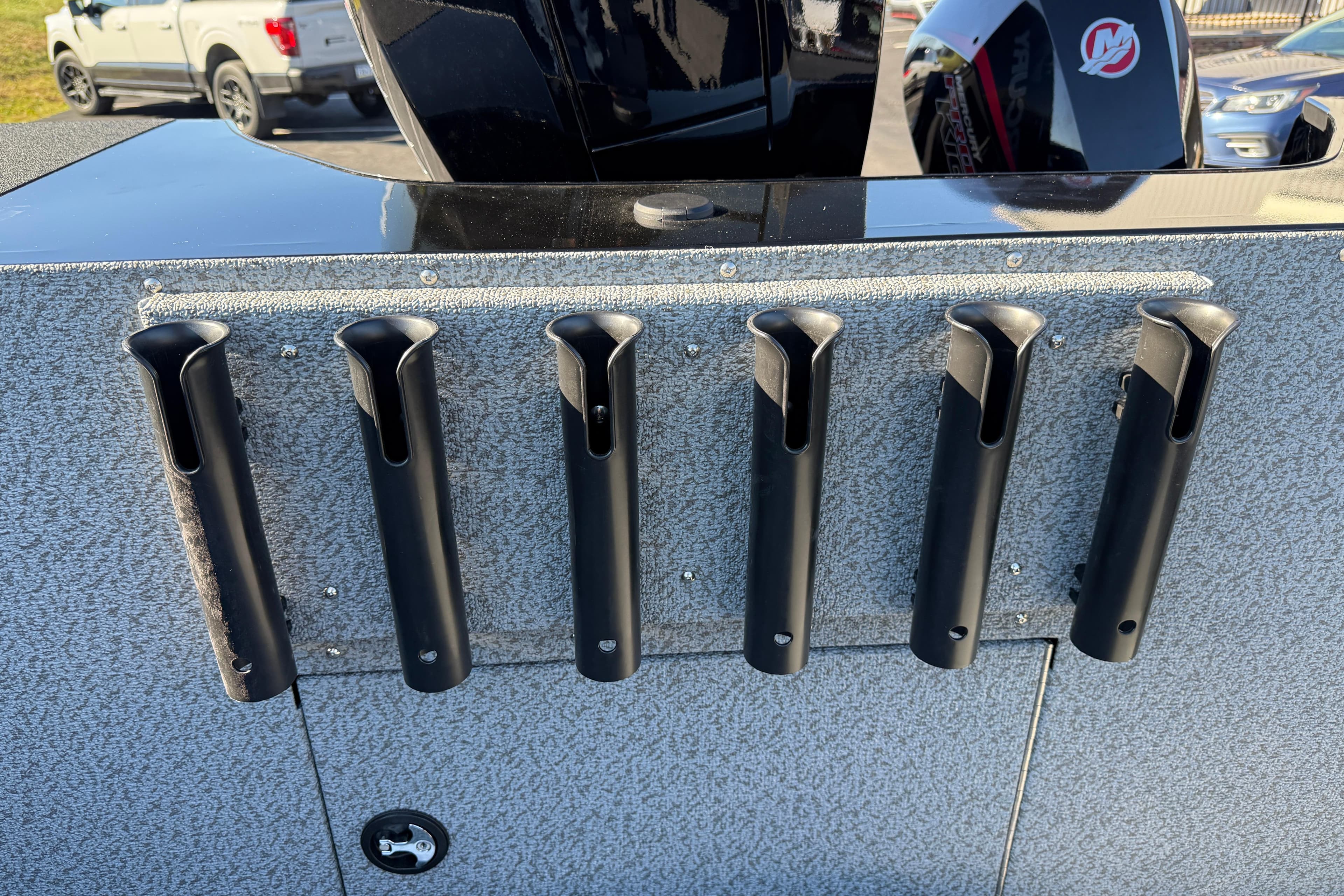 Rod holders on a 2026 Crestliner 2050 Commander Elite boat.