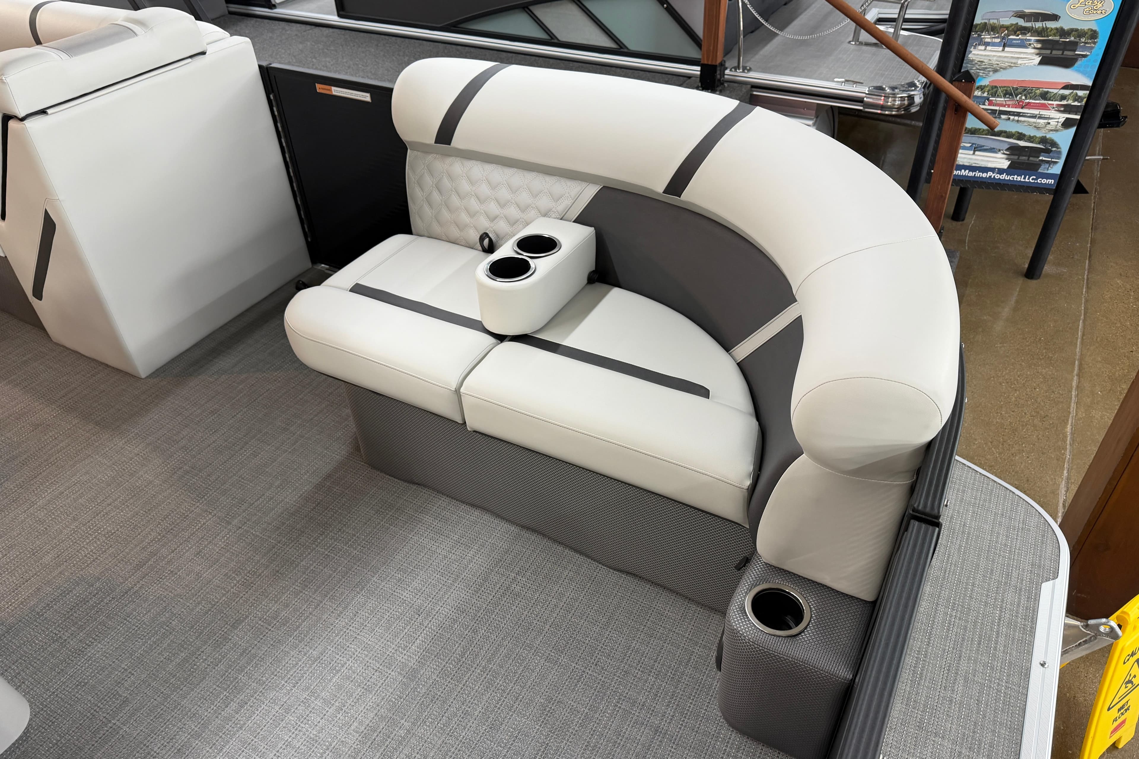 2025 Crest Classic 200 boat interior with stylish seating and cup holders.