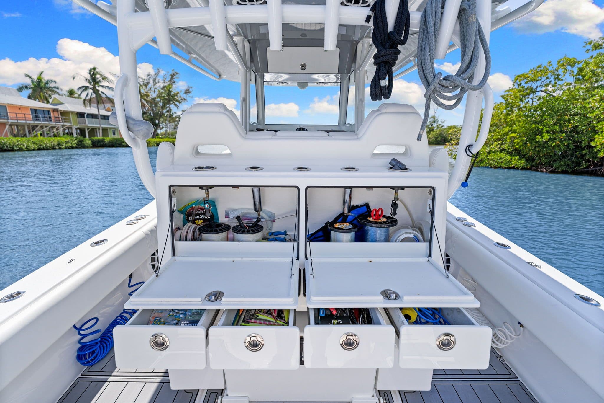 Onslow Bay 37 TE 2024 with storage and fishing gear.