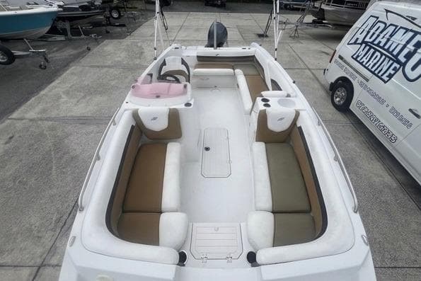 2021 Starcraft SVX 211 OB boat with spacious seating and modern design.
