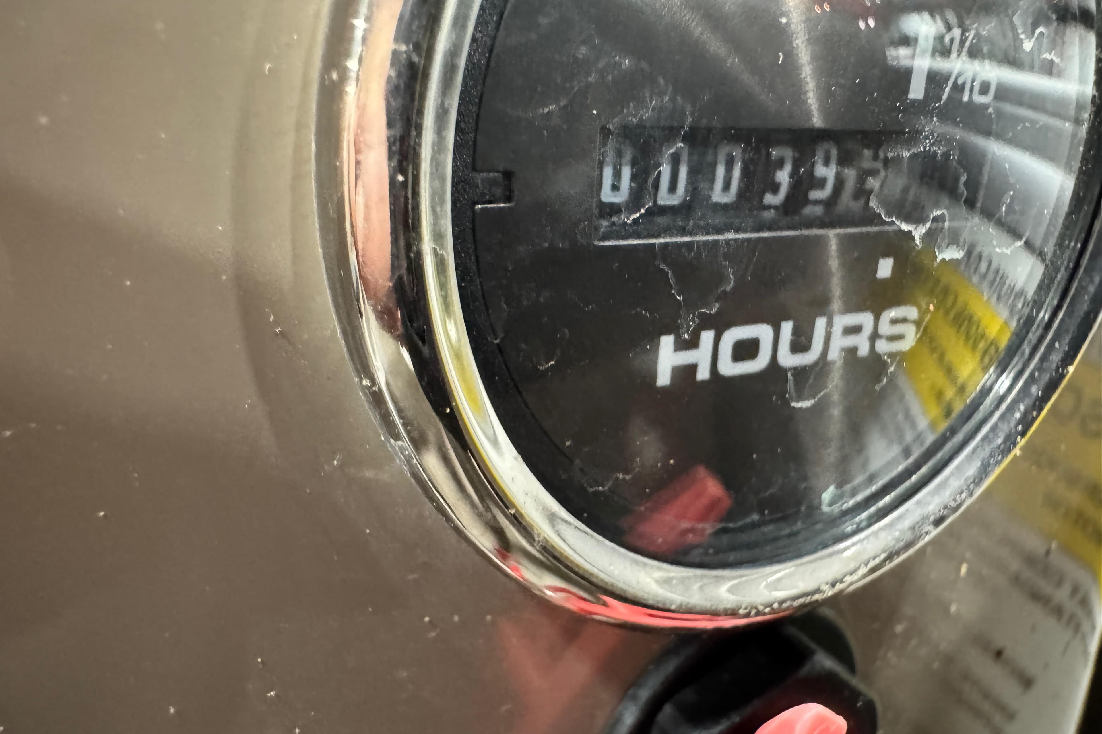 Hour meter reading 397 on a 2022 Sun Tracker SportFish 22 XP3 boat.