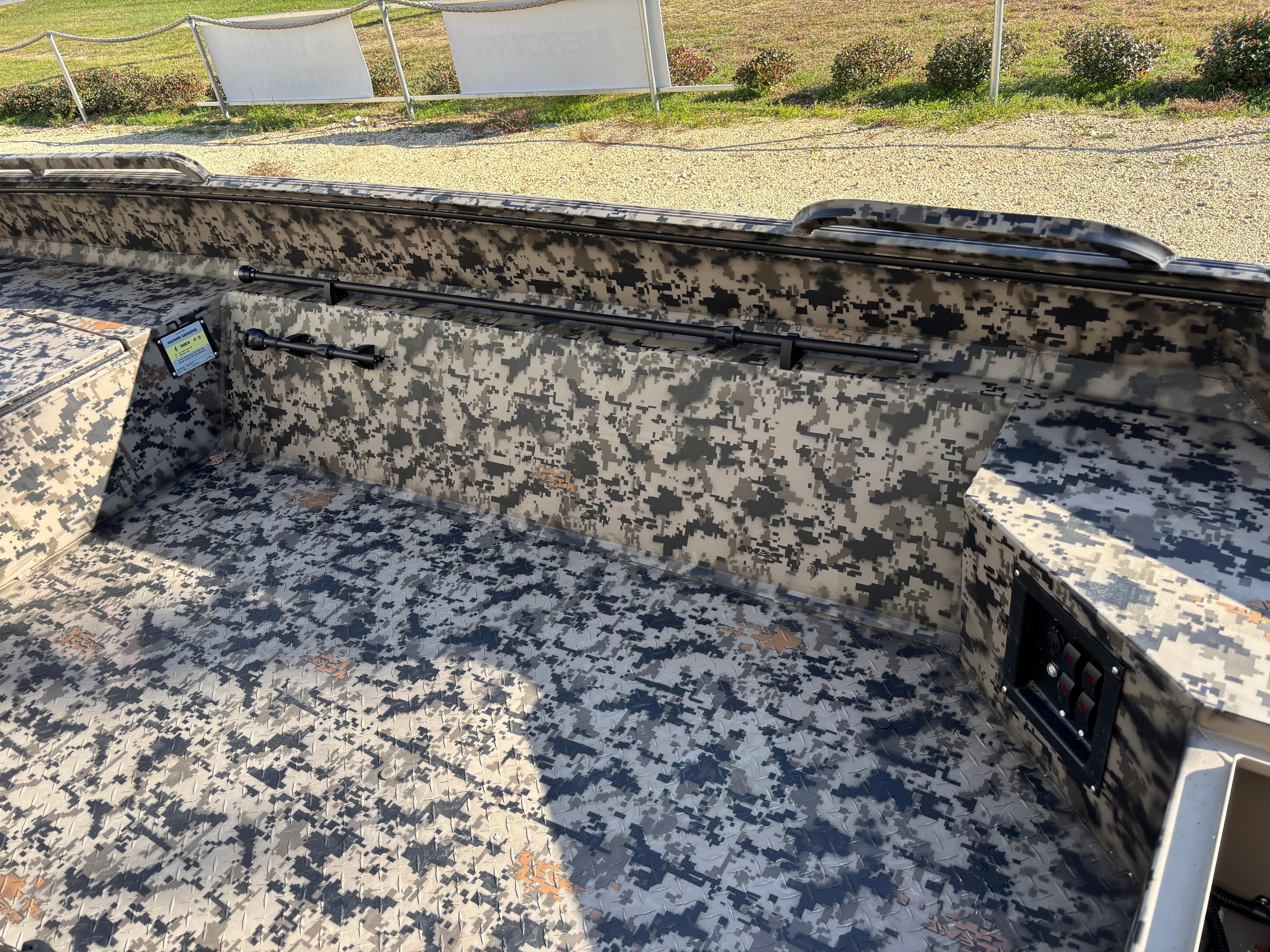 2025 Edge Duck Boats 756DB with camouflage interior design.