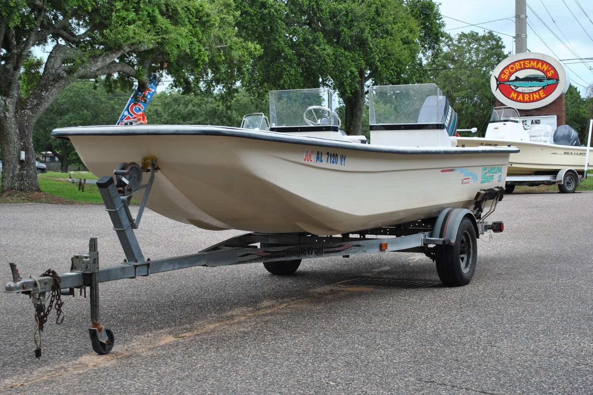 1999 Carolina Skiff 19 Classic boat on trailer at Sportsman's Marine.