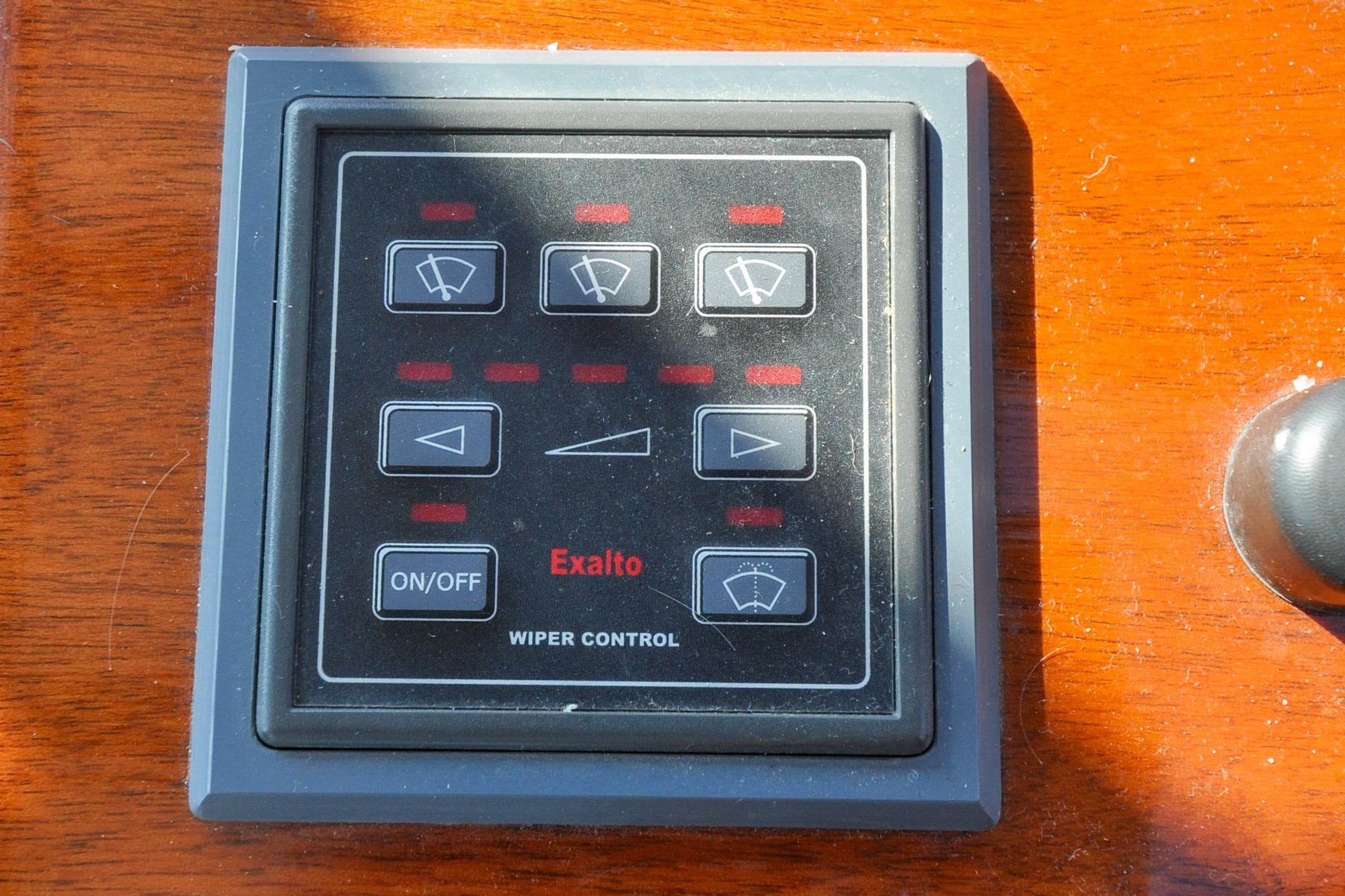 Control panel for wipers on a 1958 Bunker and Ellis 42 boat.