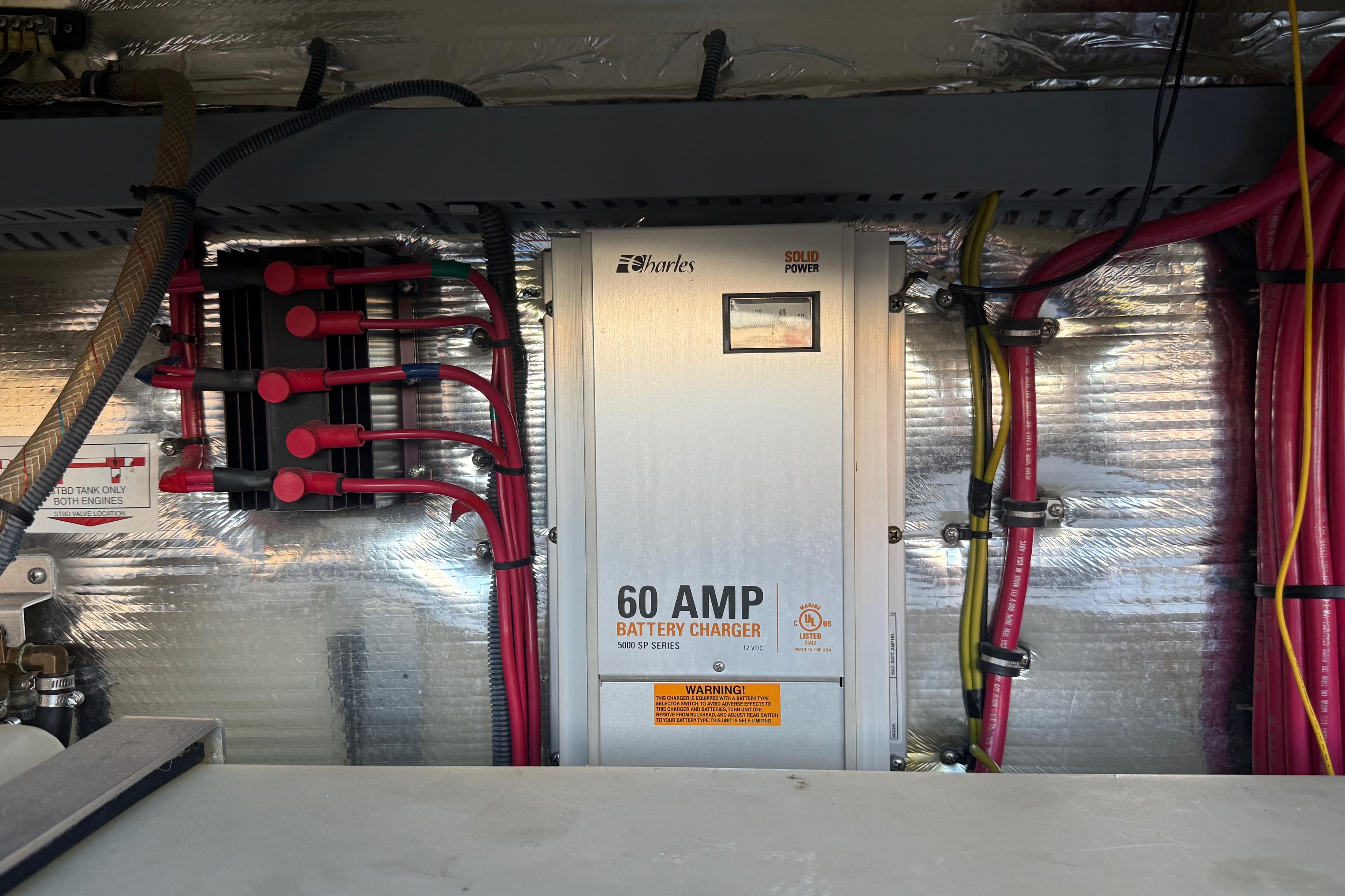 60 Amp battery charger in 2005 Regal Commodore 3560 IO engine compartment.