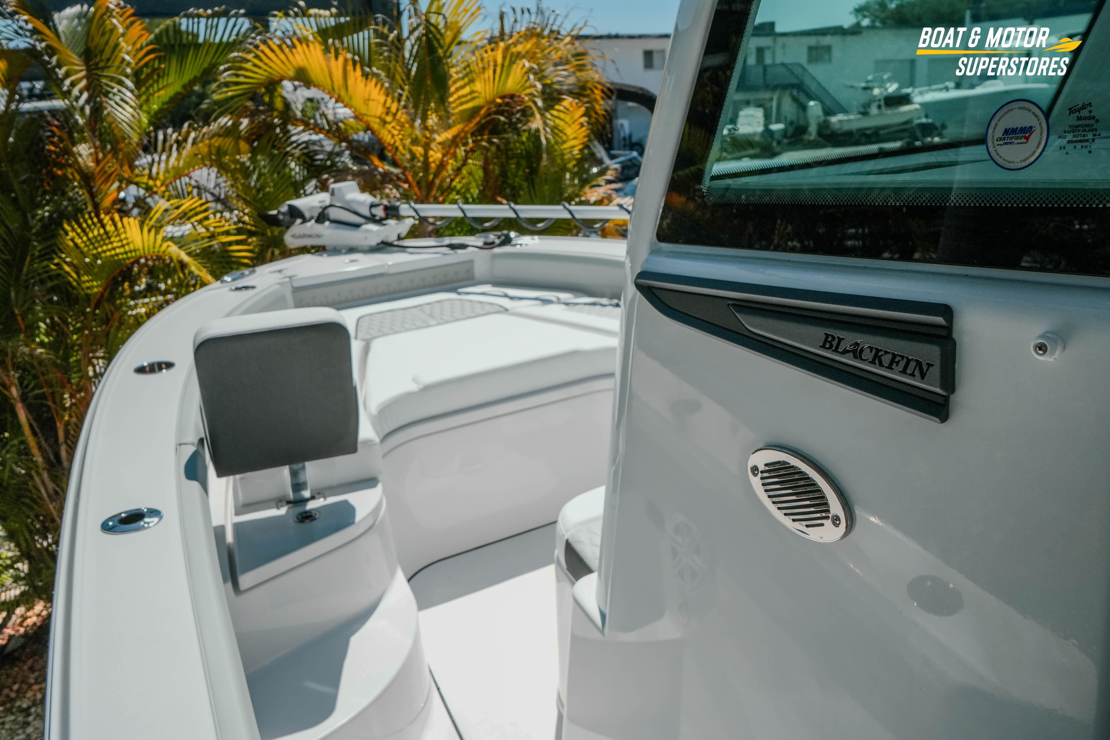 2026 Blackfin 242 HB boat interior with seating and sleek design.